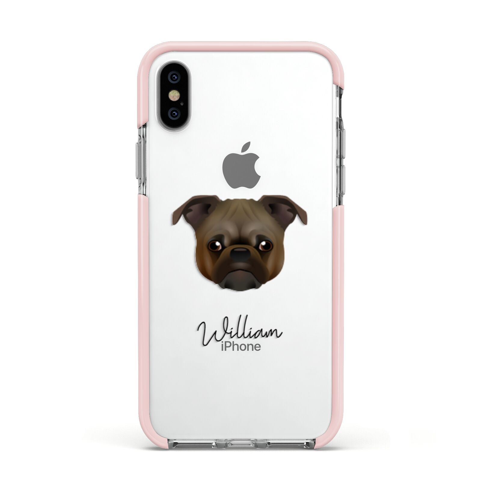Chug Personalised Apple iPhone Xs Impact Case Pink Edge on Silver Phone