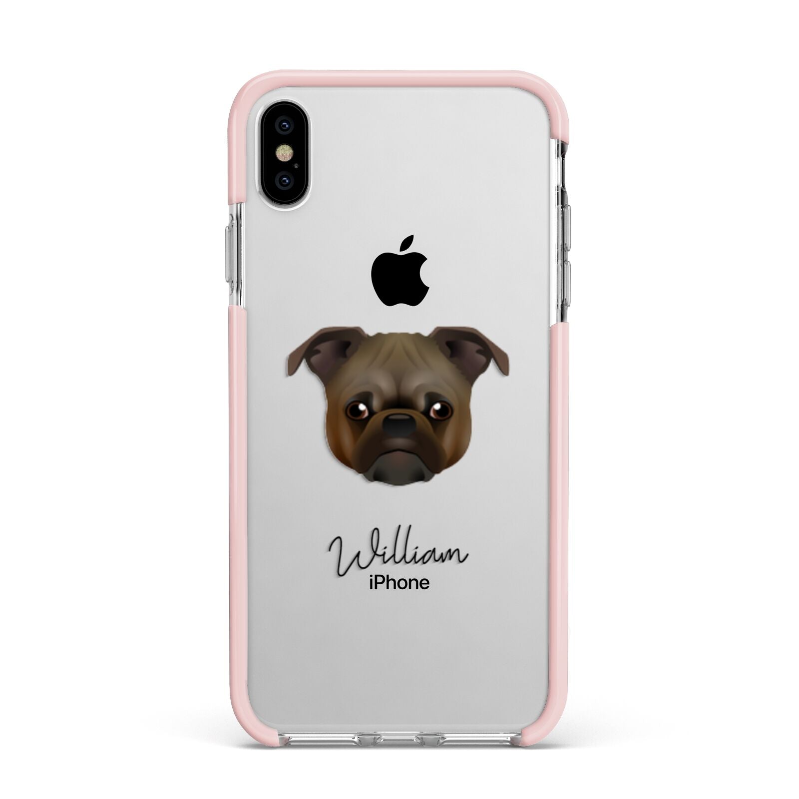 Chug Personalised Apple iPhone Xs Max Impact Case Pink Edge on Silver Phone