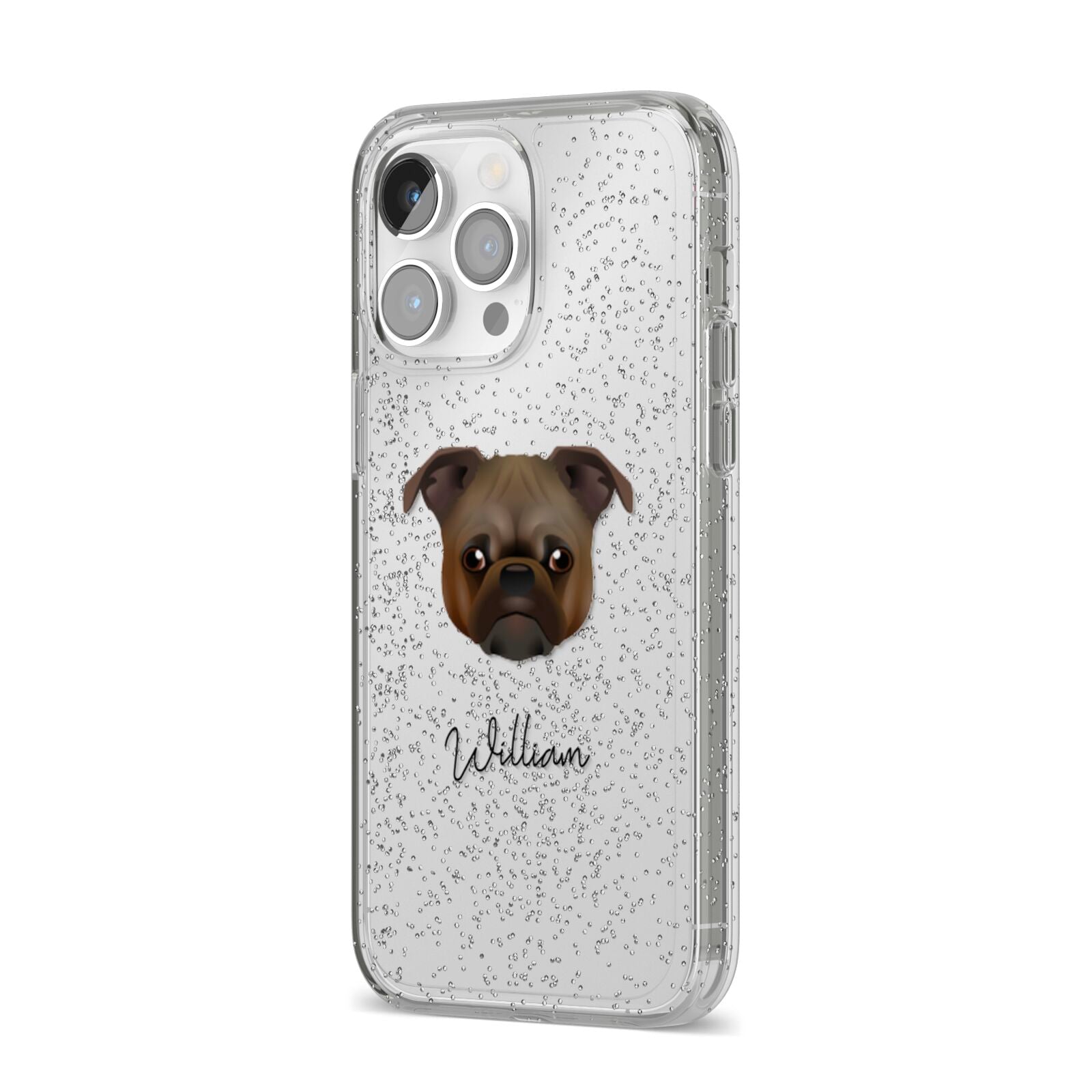 Chug Personalised iPhone 14 Pro Max Glitter Tough Case Silver Angled Image