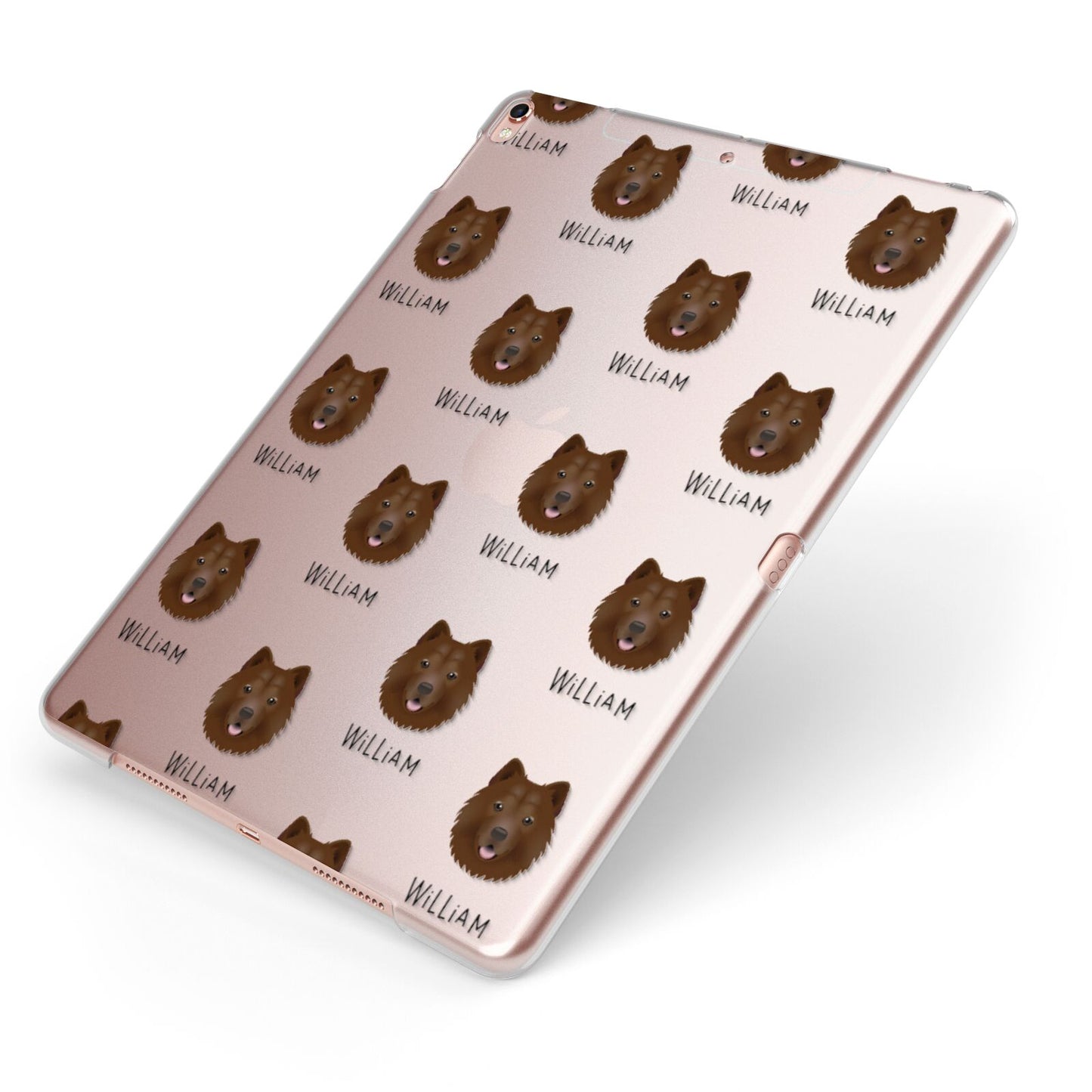 Chusky Icon with Name Apple iPad Case on Rose Gold iPad Side View