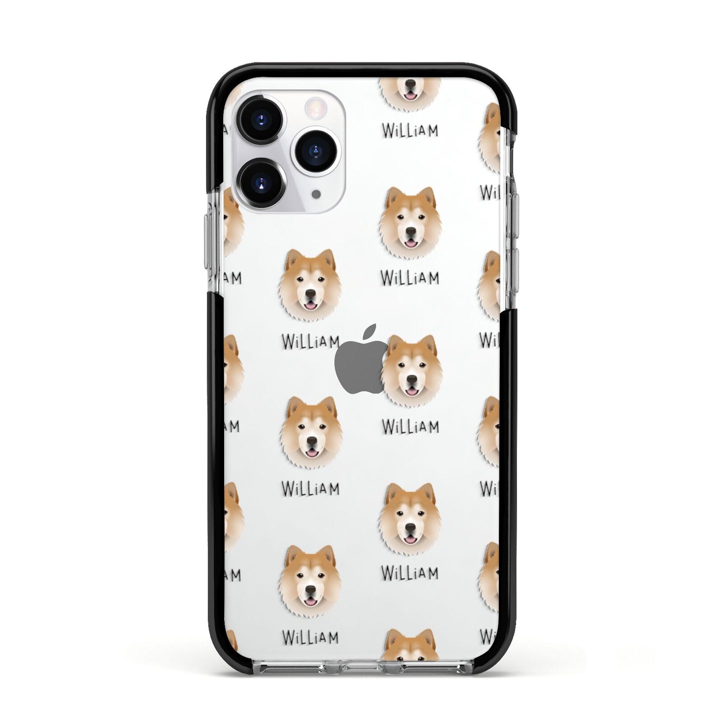 Chusky Icon with Name Apple iPhone 11 Pro in Silver with Black Impact Case