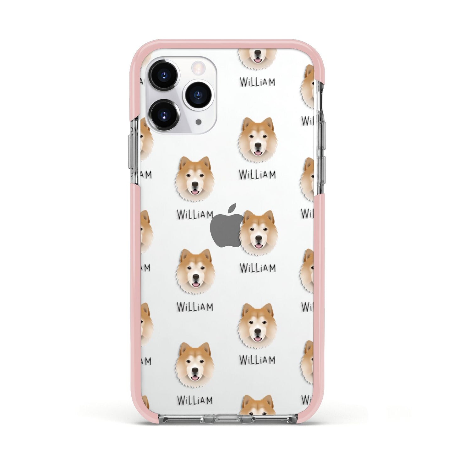 Chusky Icon with Name Apple iPhone 11 Pro in Silver with Pink Impact Case