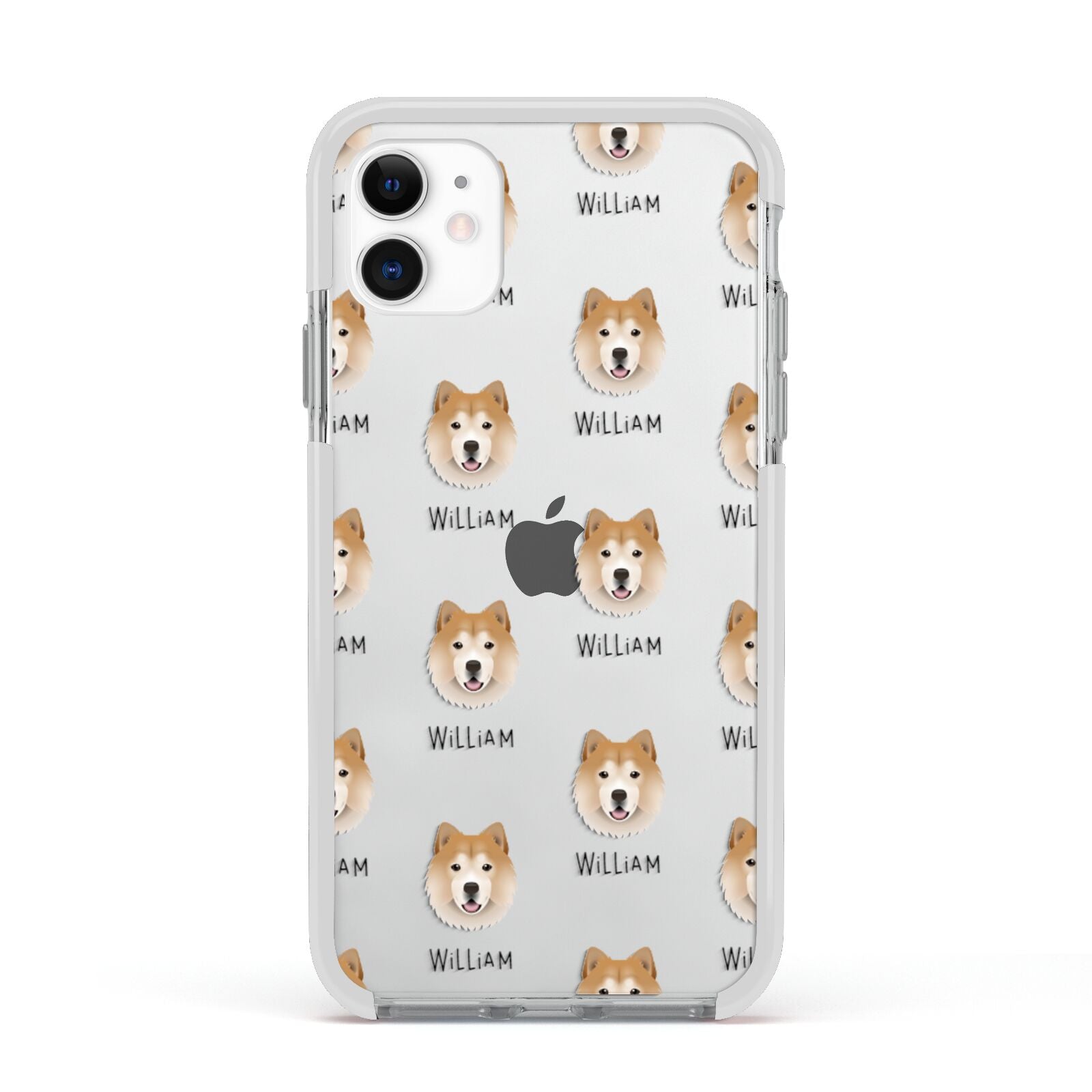 Chusky Icon with Name Apple iPhone 11 in White with White Impact Case