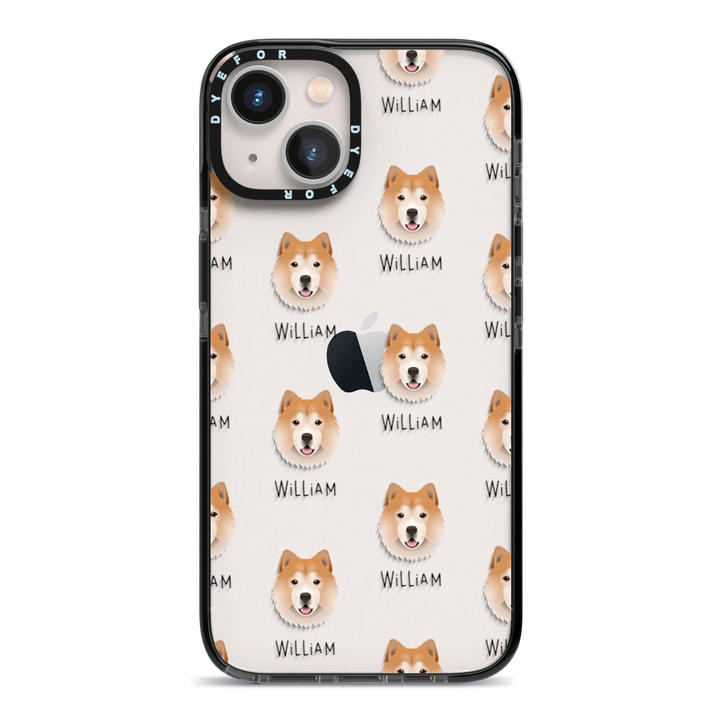 Chusky Icon with Name iPhone 13 Black Impact Case on Silver phone