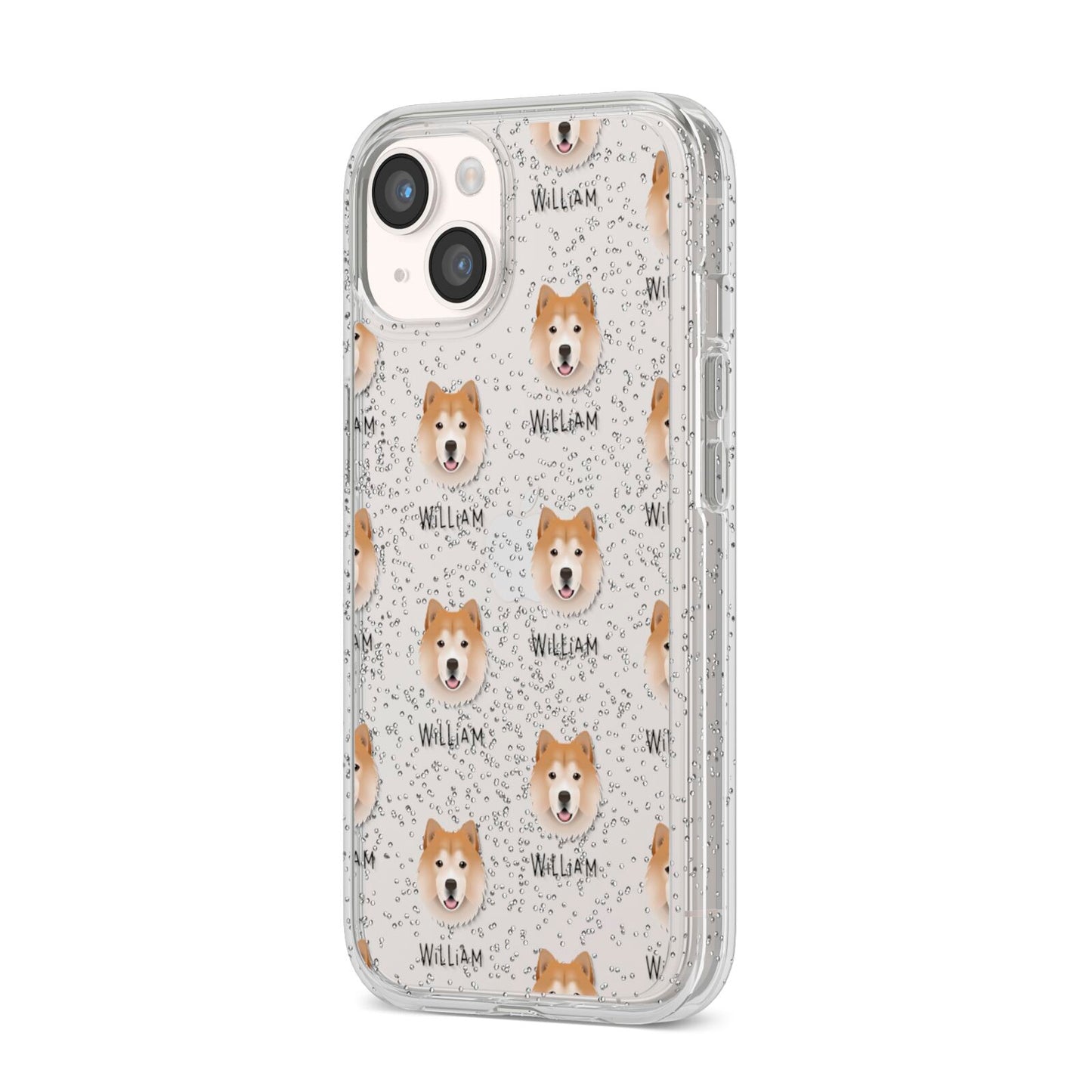 Chusky Icon with Name iPhone 14 Glitter Tough Case Starlight Angled Image