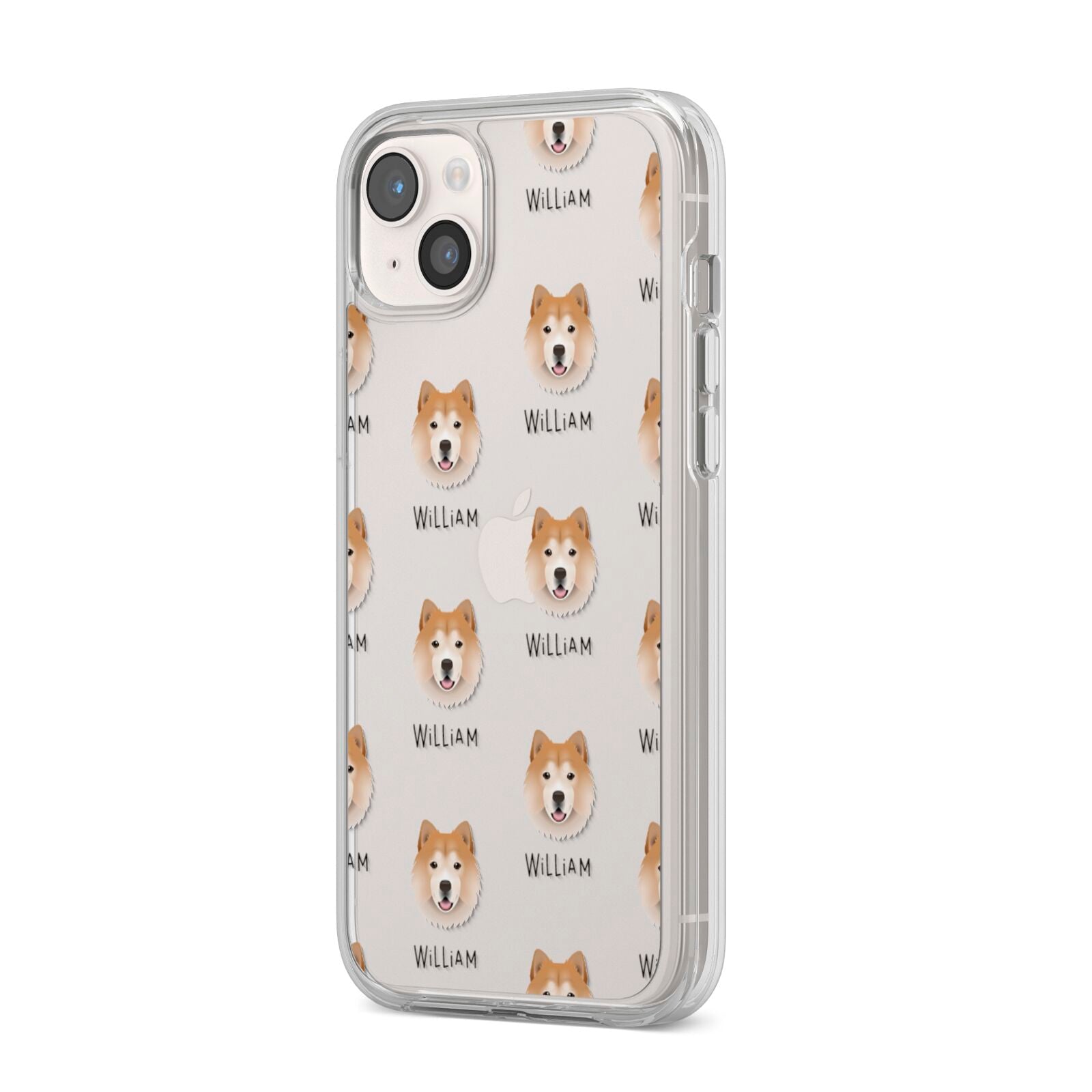Chusky Icon with Name iPhone 14 Plus Clear Tough Case Starlight Angled Image