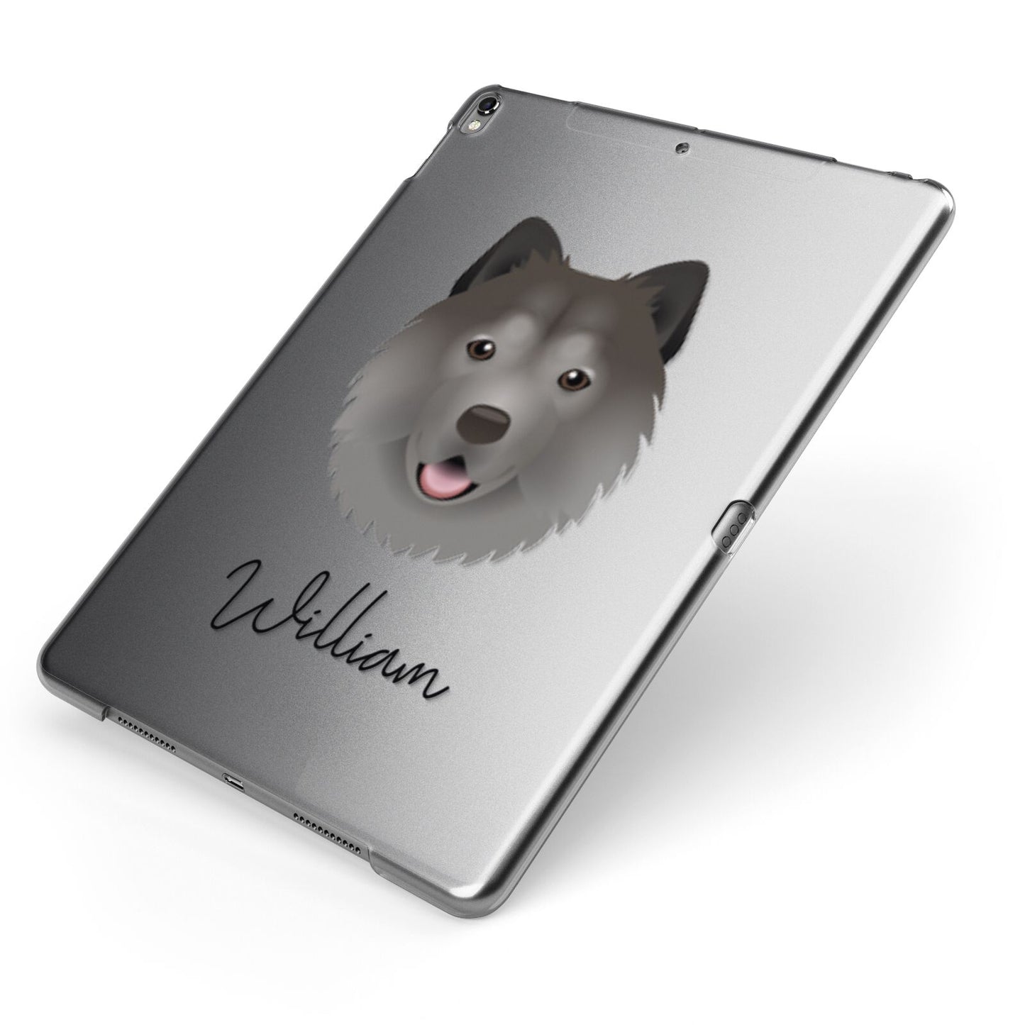 Chusky Personalised Apple iPad Case on Grey iPad Side View