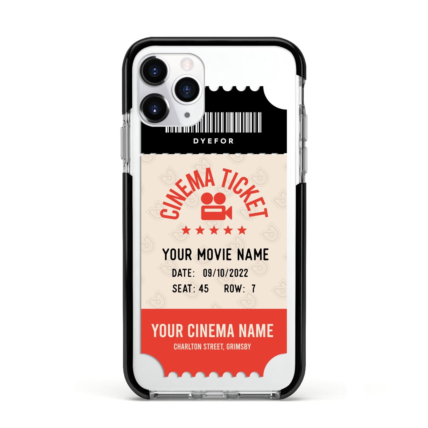 Cinema Ticket Apple iPhone 11 Pro in Silver with Black Impact Case