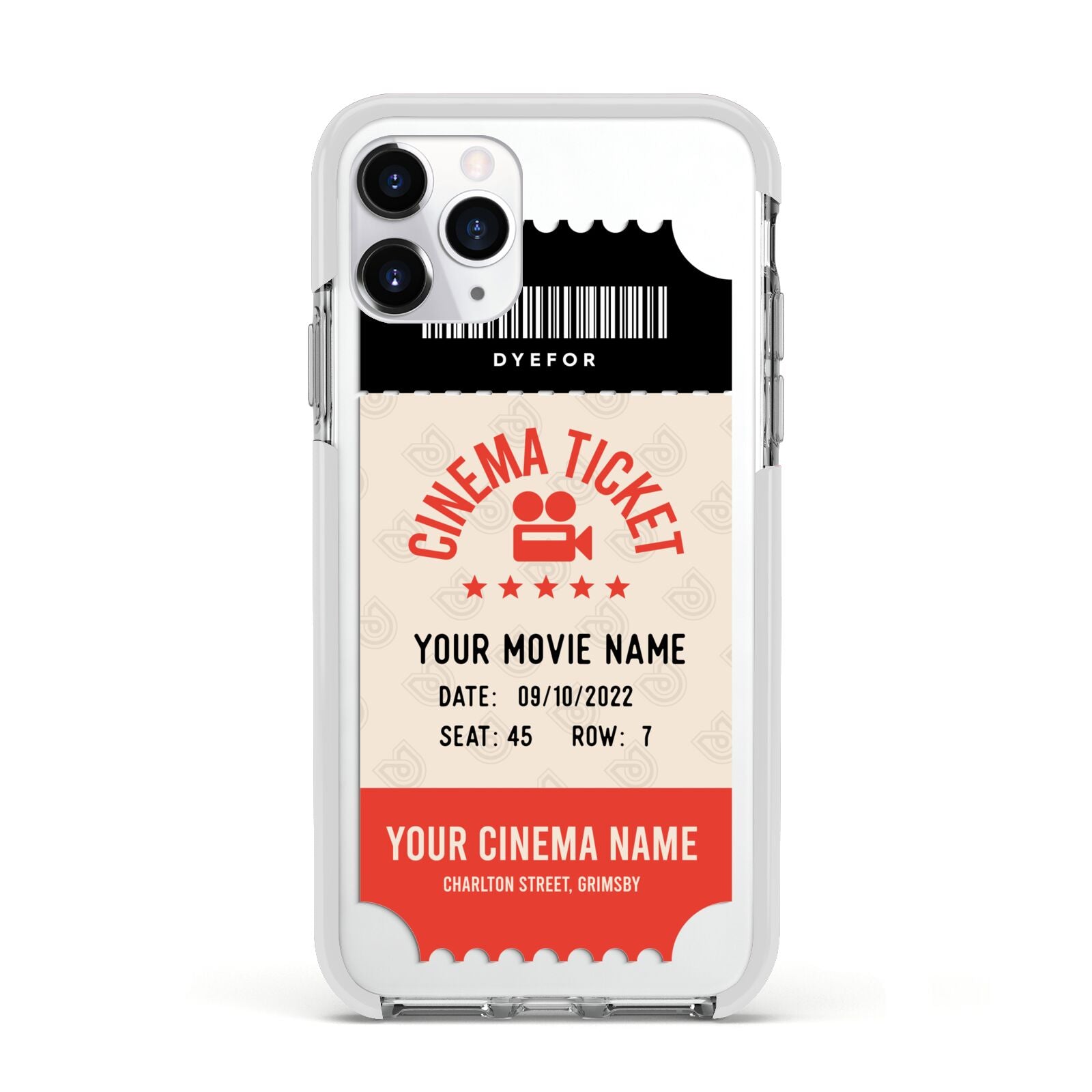 Cinema Ticket Apple iPhone 11 Pro in Silver with White Impact Case