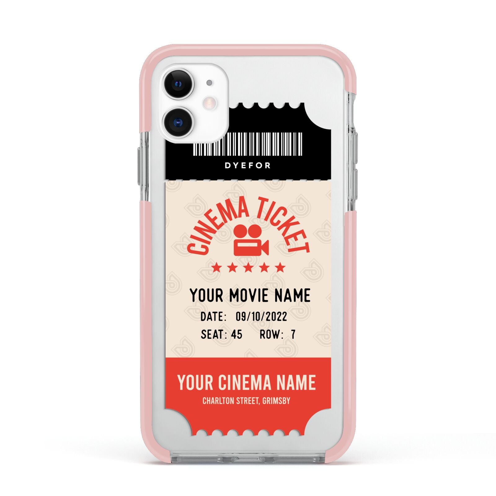 Cinema Ticket Apple iPhone 11 in White with Pink Impact Case