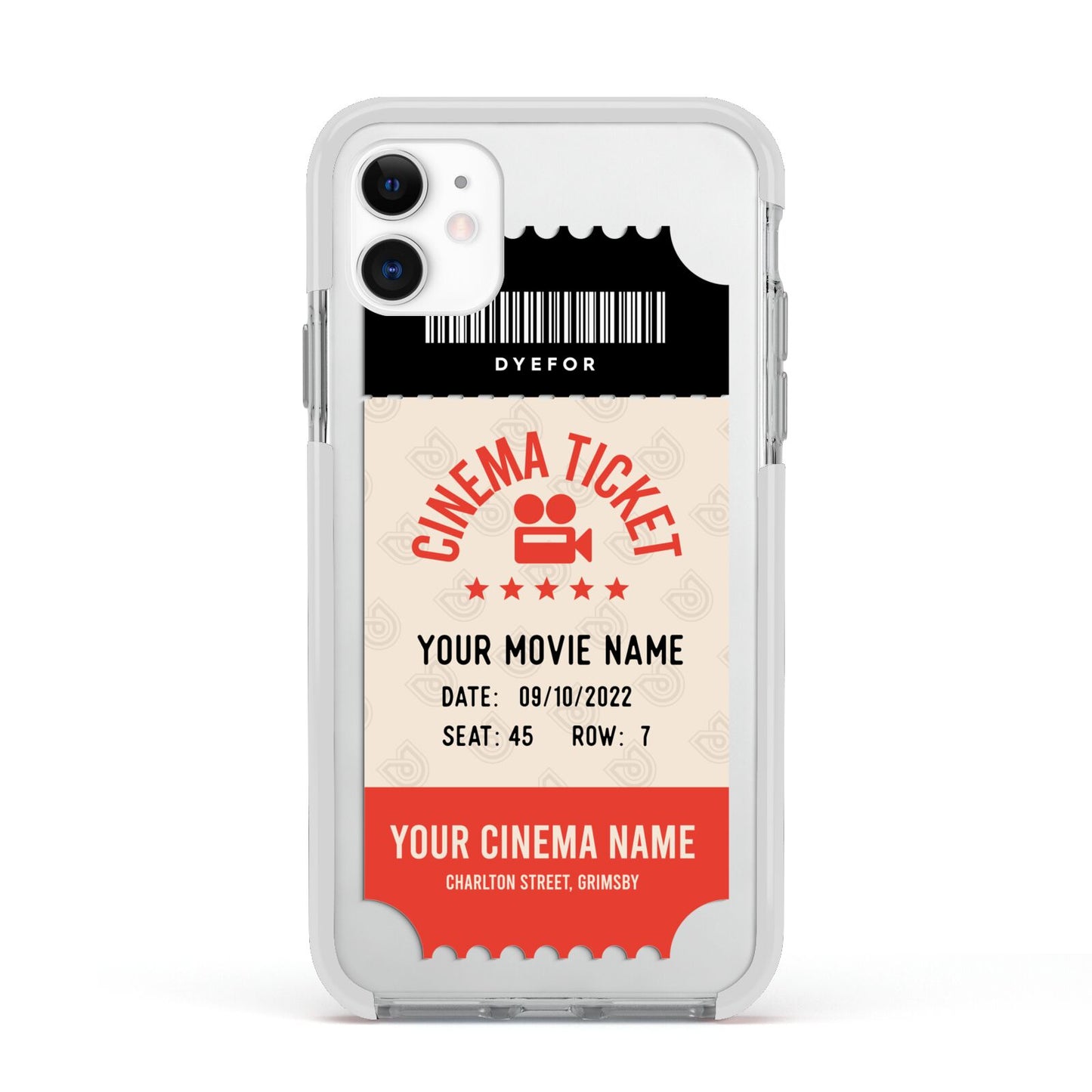 Cinema Ticket Apple iPhone 11 in White with White Impact Case