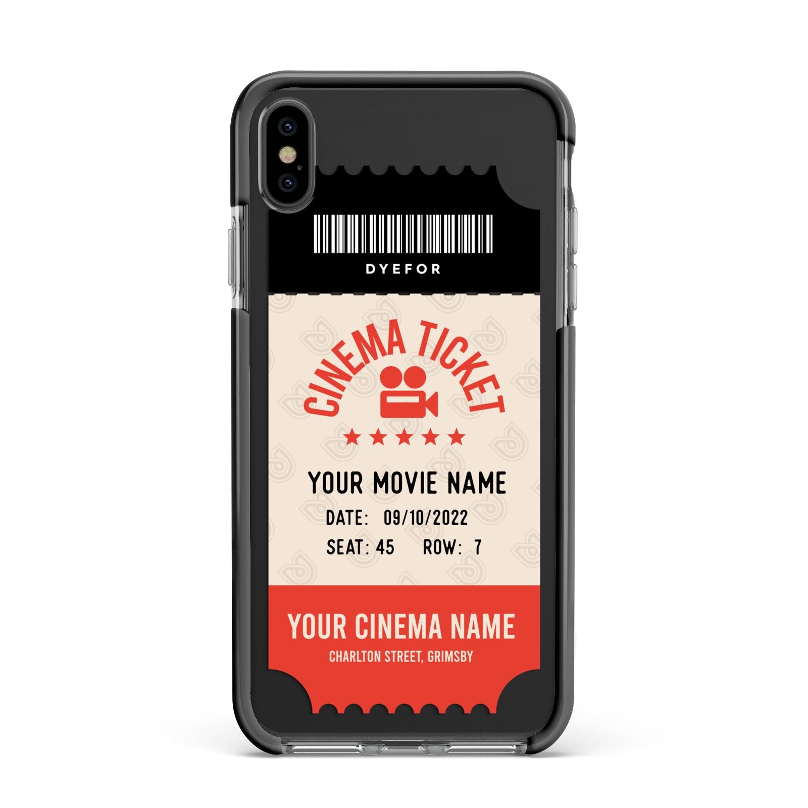 Cinema Ticket Apple iPhone Xs Max Impact Case Black Edge on Black Phone