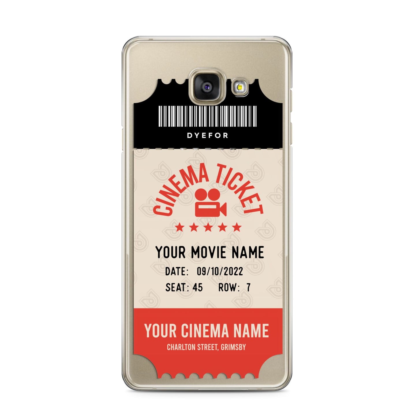 Cinema Ticket Samsung Galaxy A3 2016 Case on gold phone