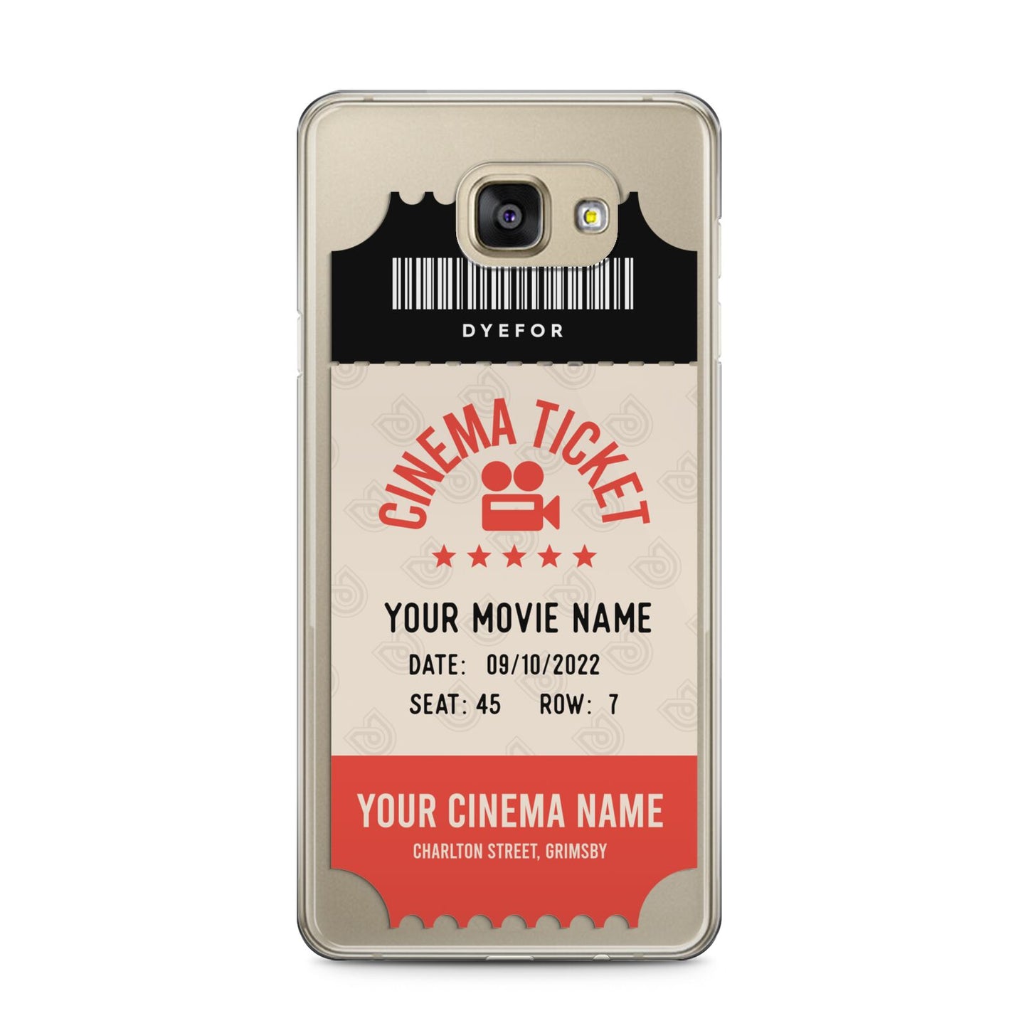 Cinema Ticket Samsung Galaxy A5 2016 Case on gold phone