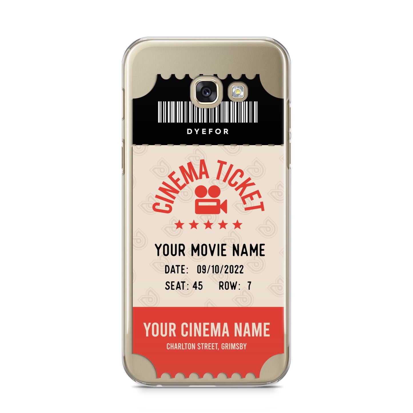 Cinema Ticket Samsung Galaxy A5 2017 Case on gold phone