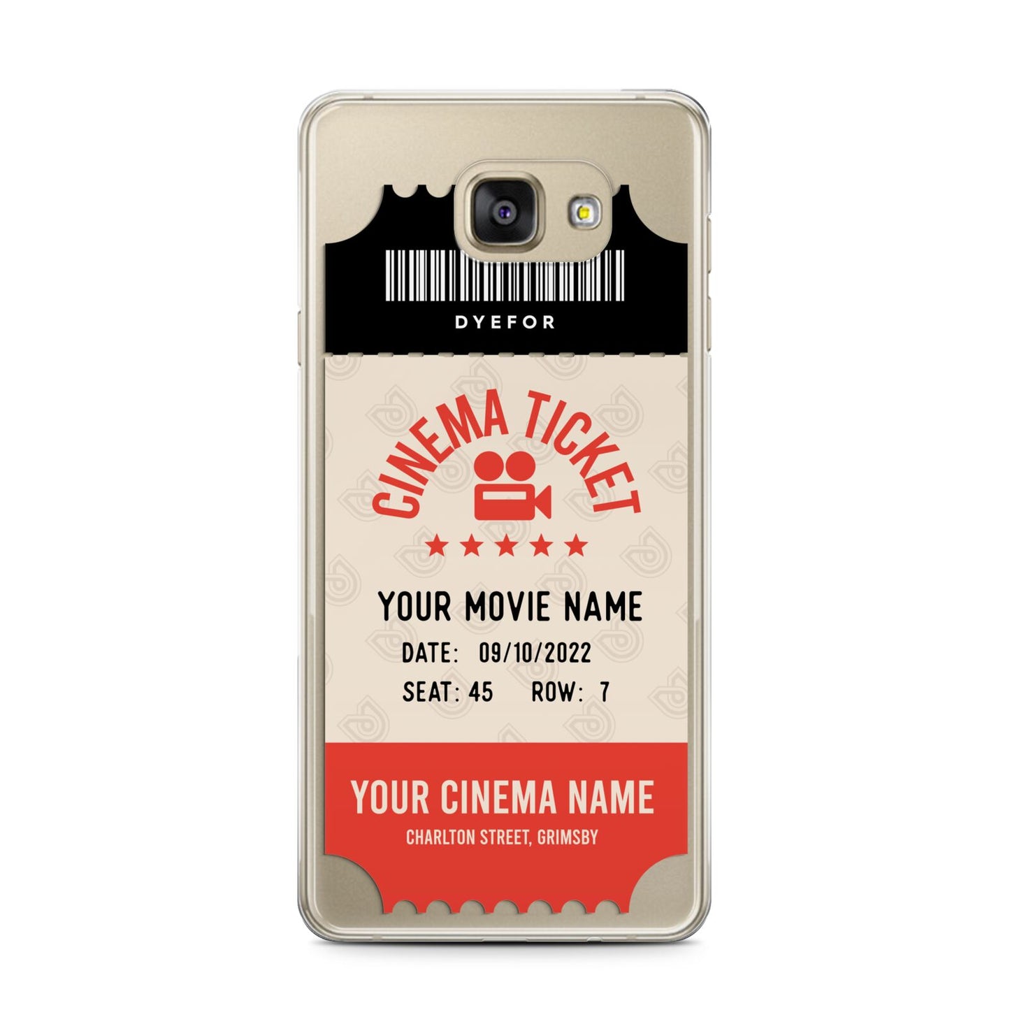 Cinema Ticket Samsung Galaxy A7 2016 Case on gold phone