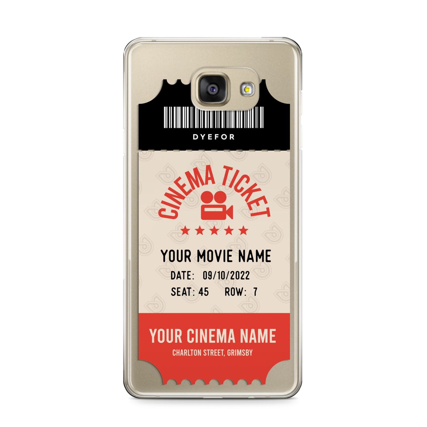 Cinema Ticket Samsung Galaxy A9 2016 Case on gold phone