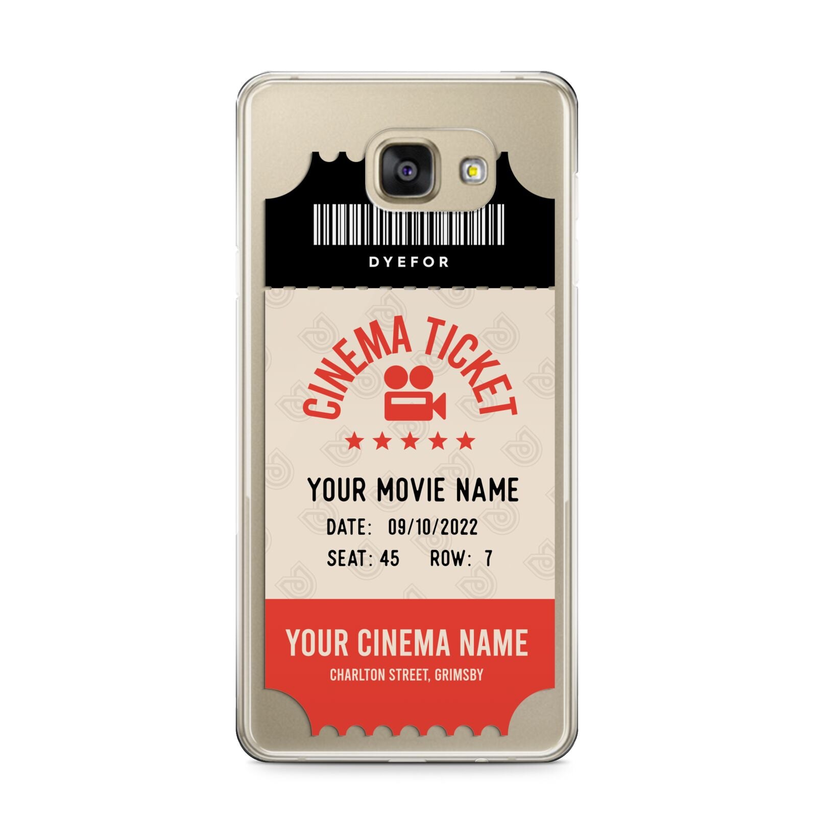 Cinema Ticket Samsung Galaxy A9 2016 Case on gold phone