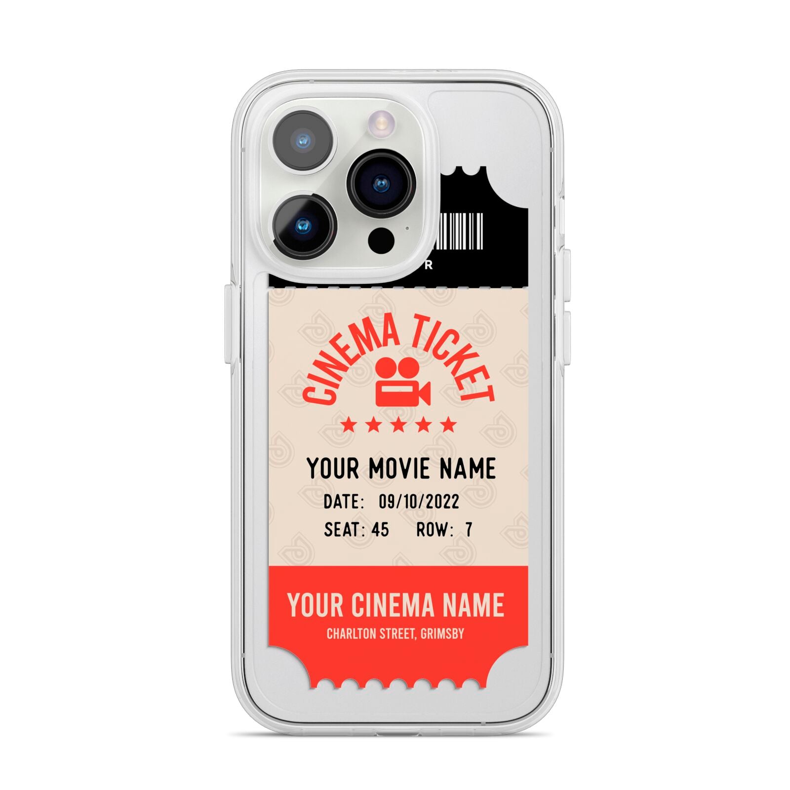 Cinema Ticket iPhone 14 Pro Clear Tough Case Silver