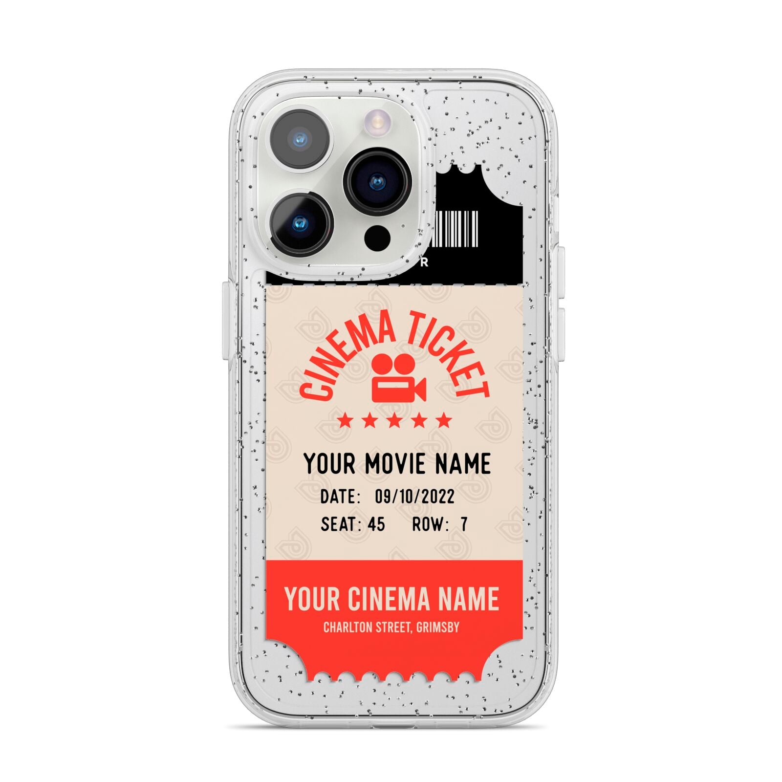 Cinema Ticket iPhone 14 Pro Glitter Tough Case Silver