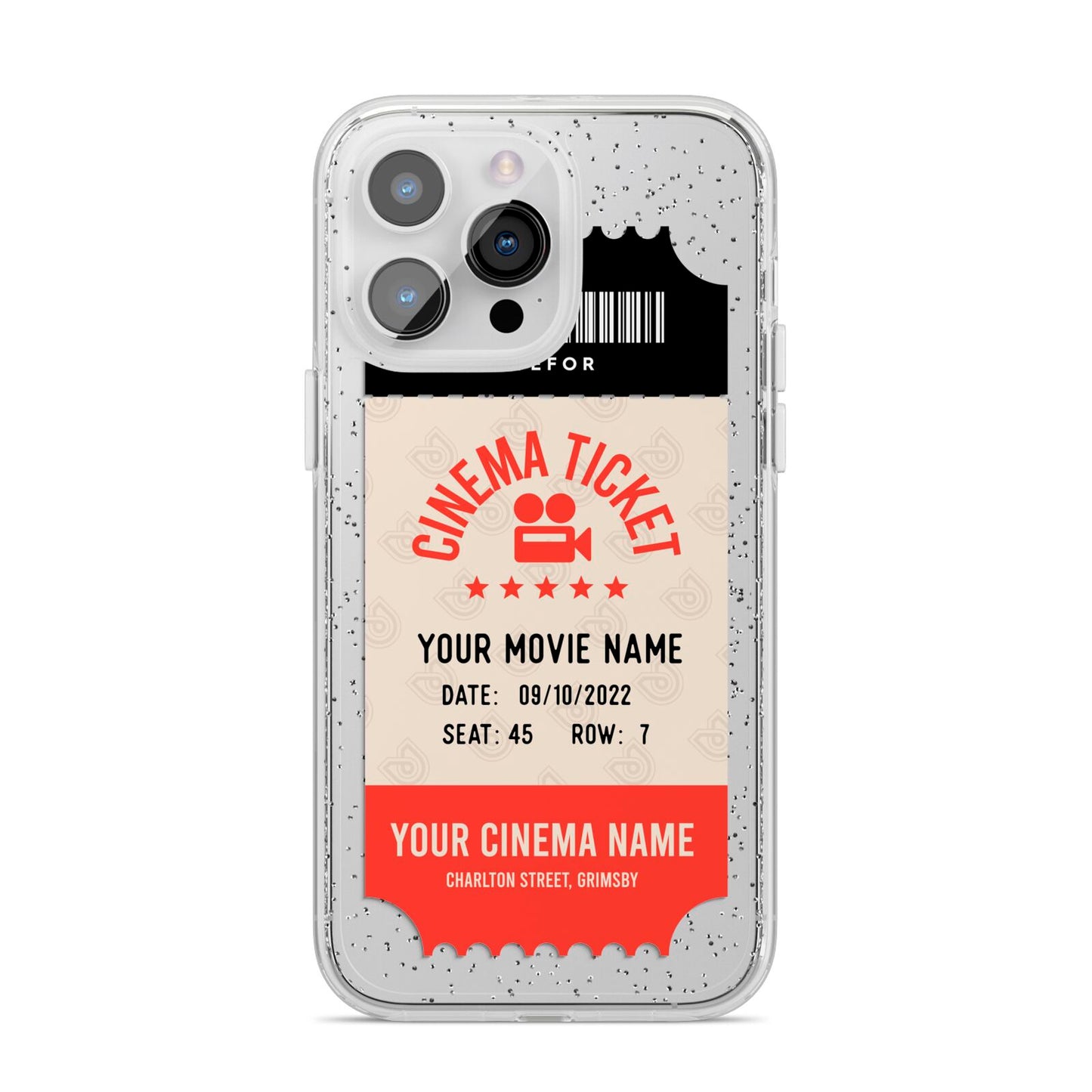 Cinema Ticket iPhone 14 Pro Max Glitter Tough Case Silver