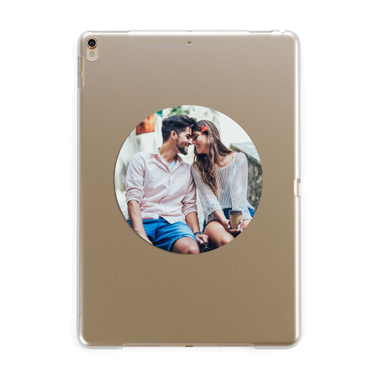 Circle Photo Upload Apple iPad Gold Case