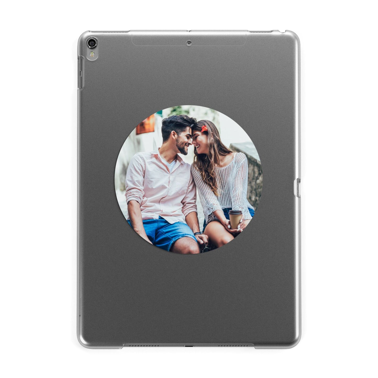 Circle Photo Upload Apple iPad Grey Case