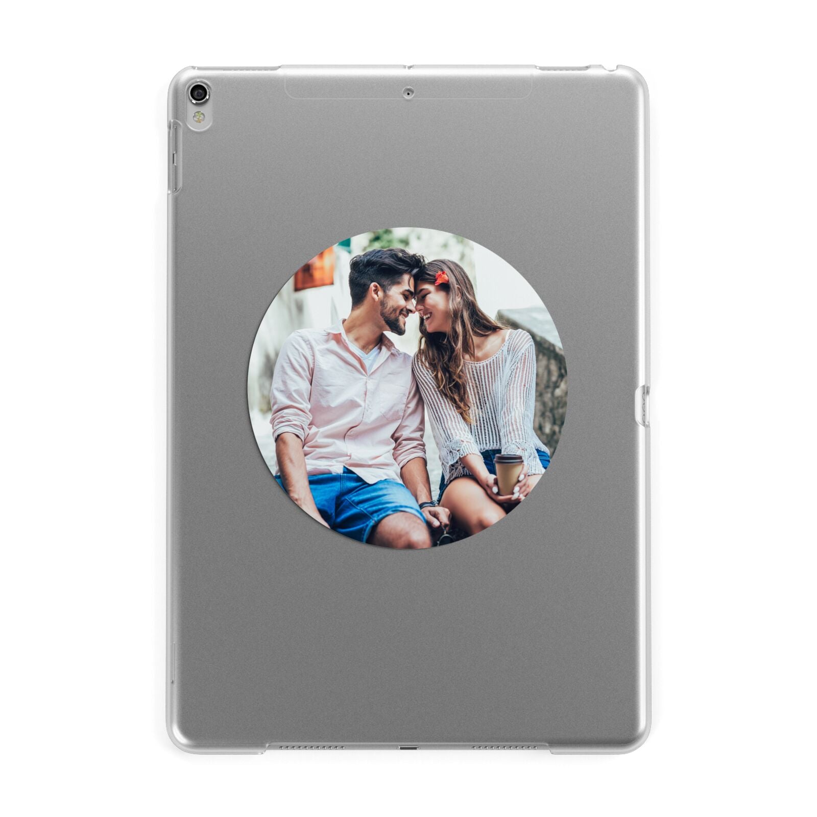 Circle Photo Upload Apple iPad Silver Case