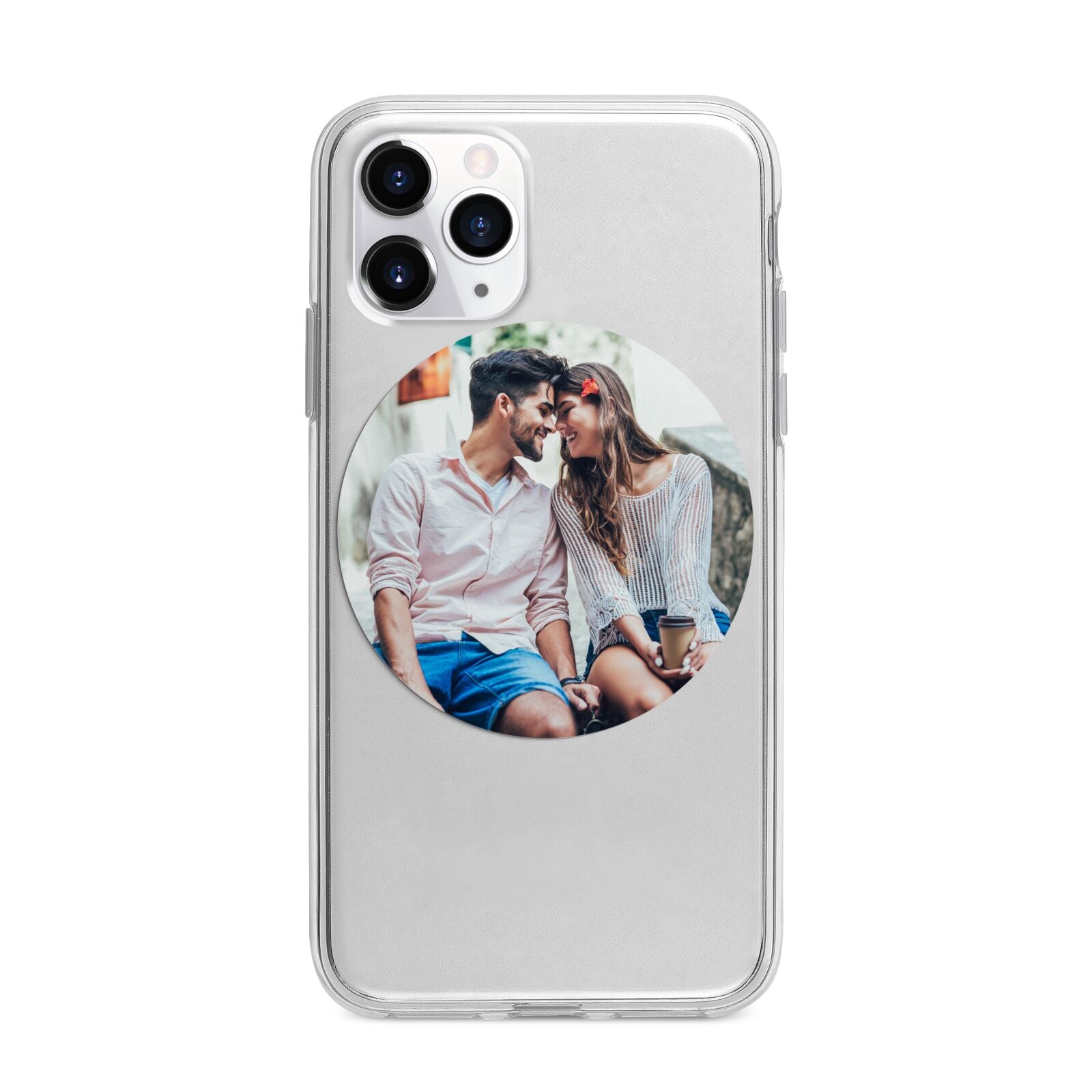 Circle Photo Upload Apple iPhone 11 Pro Max in Silver with Bumper Case