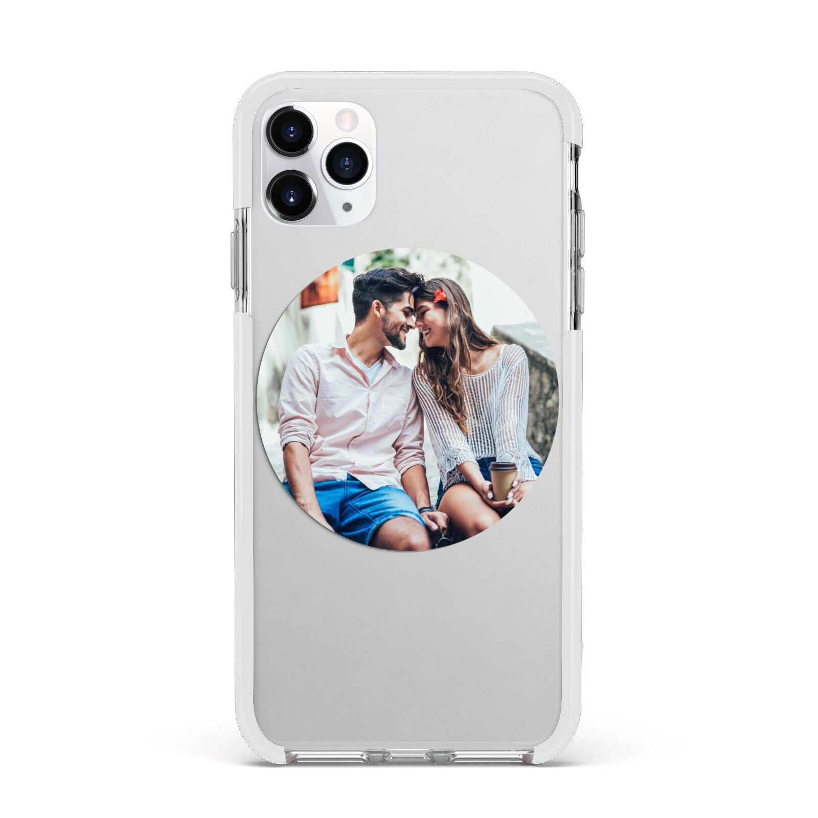 Circle Photo Upload Apple iPhone 11 Pro Max in Silver with White Impact Case