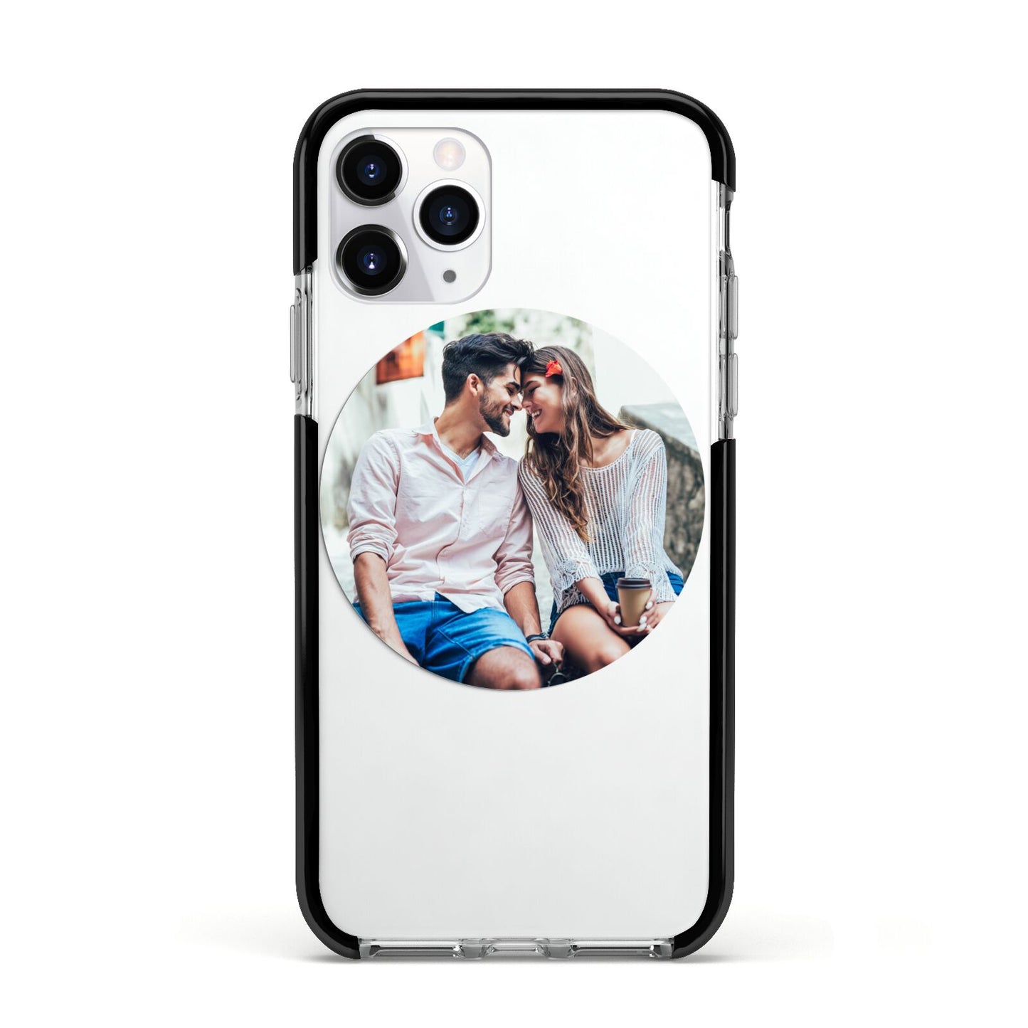 Circle Photo Upload Apple iPhone 11 Pro in Silver with Black Impact Case