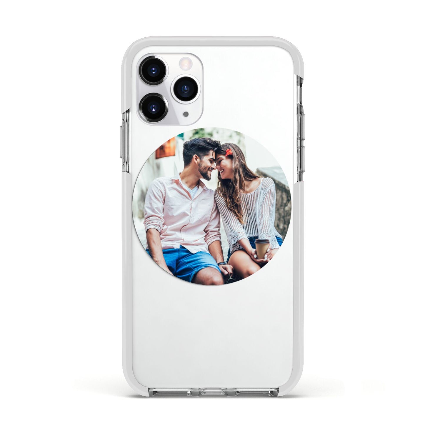 Circle Photo Upload Apple iPhone 11 Pro in Silver with White Impact Case