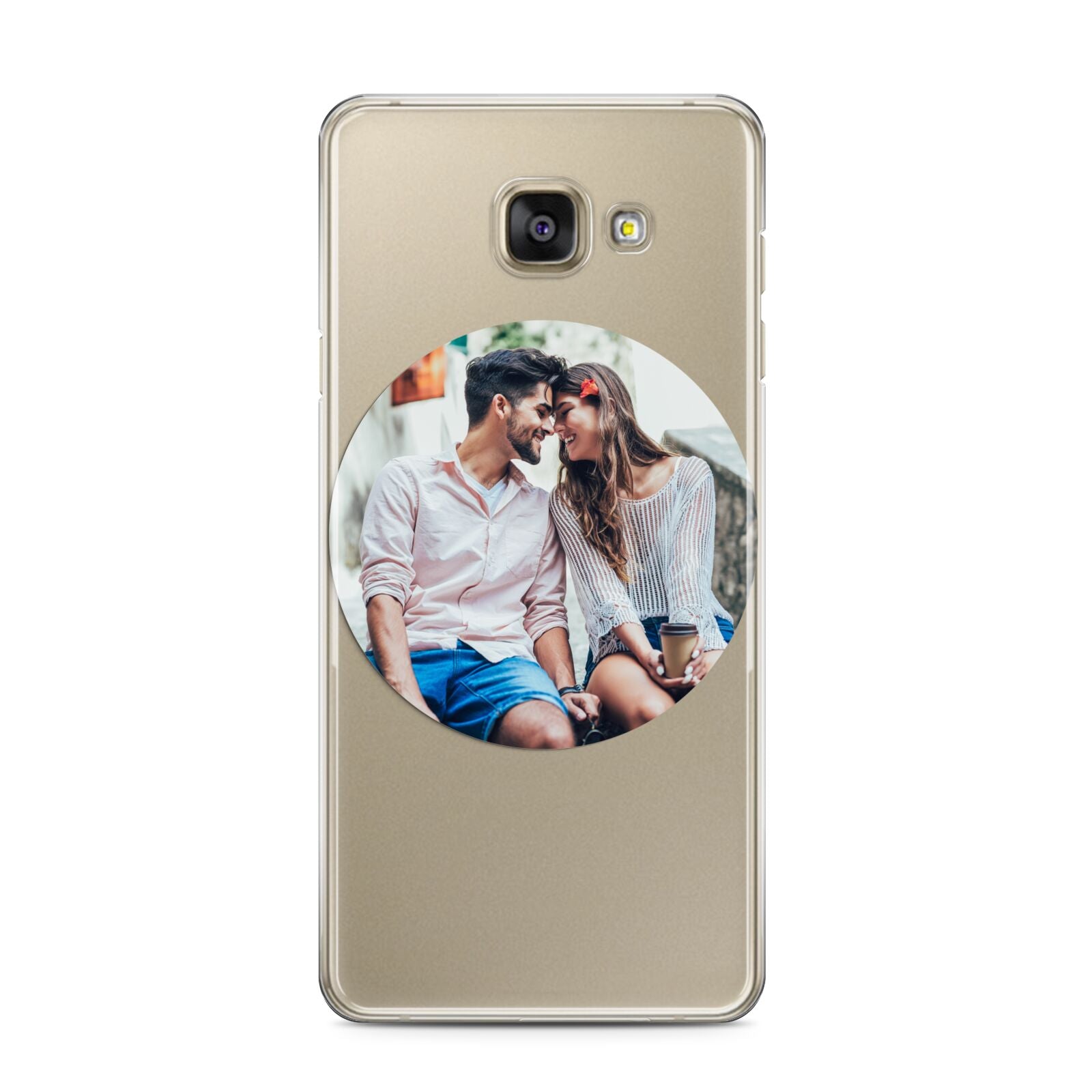 Circle Photo Upload Samsung Galaxy A3 2016 Case on gold phone