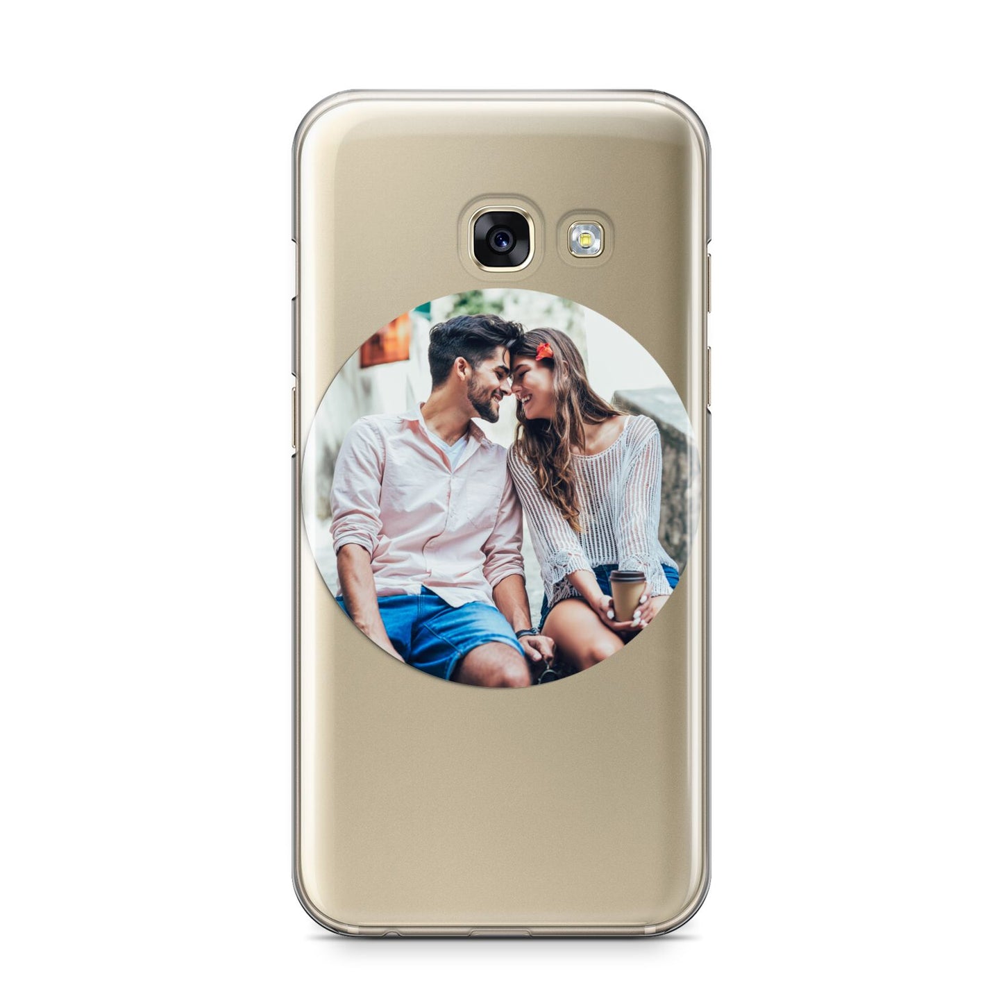 Circle Photo Upload Samsung Galaxy A3 2017 Case on gold phone