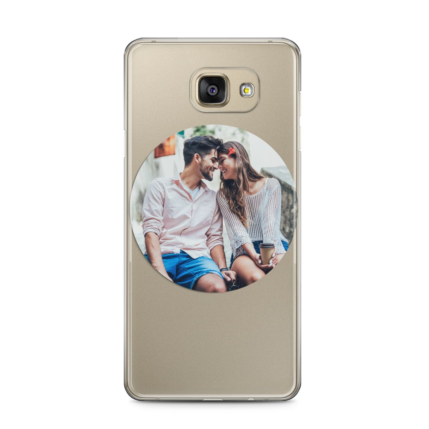 Circle Photo Upload Samsung Galaxy A5 2016 Case on gold phone