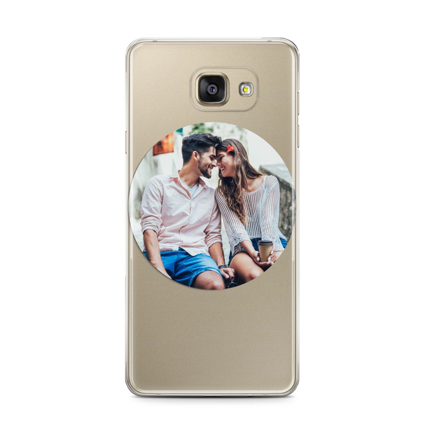 Circle Photo Upload Samsung Galaxy A7 2016 Case on gold phone