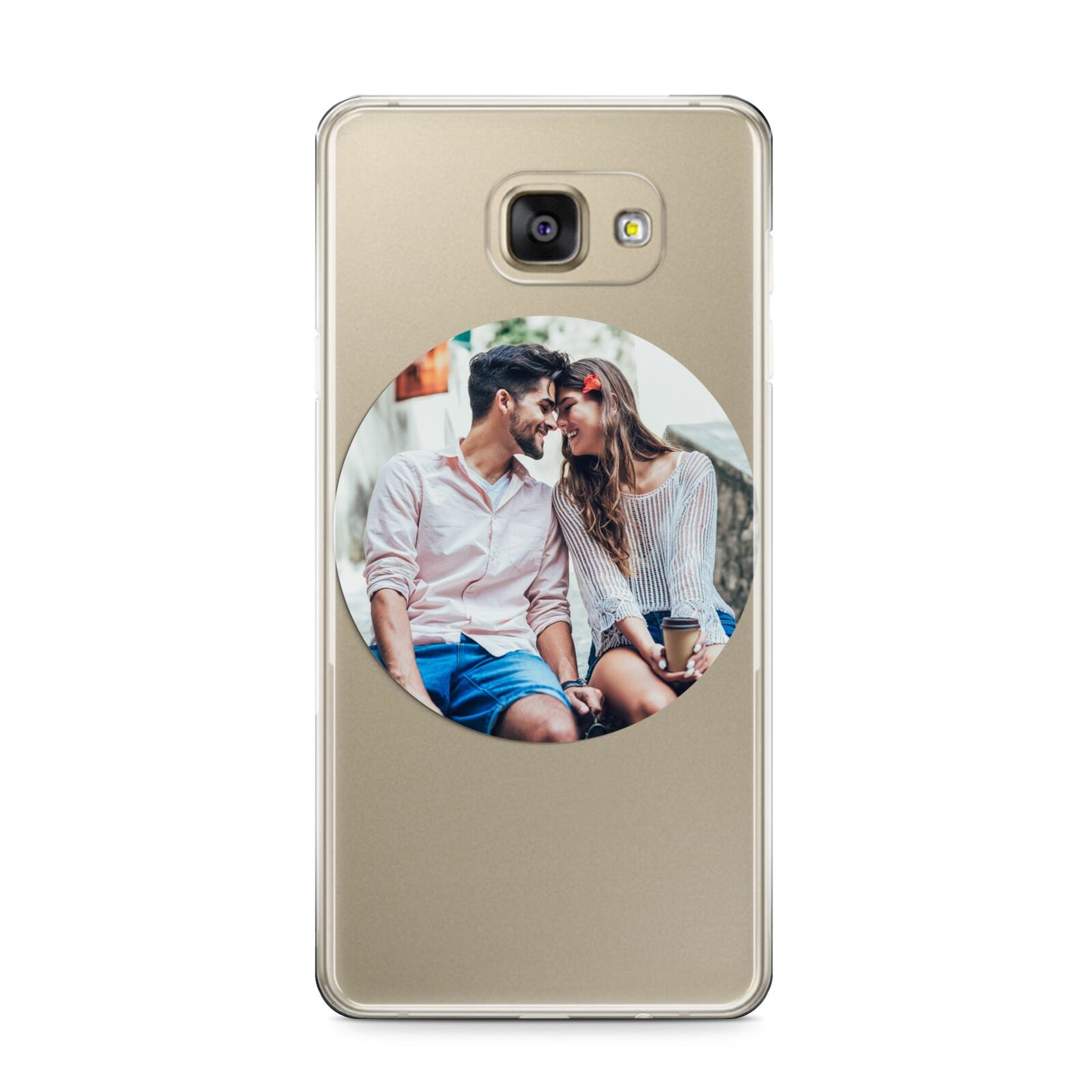 Circle Photo Upload Samsung Galaxy A9 2016 Case on gold phone