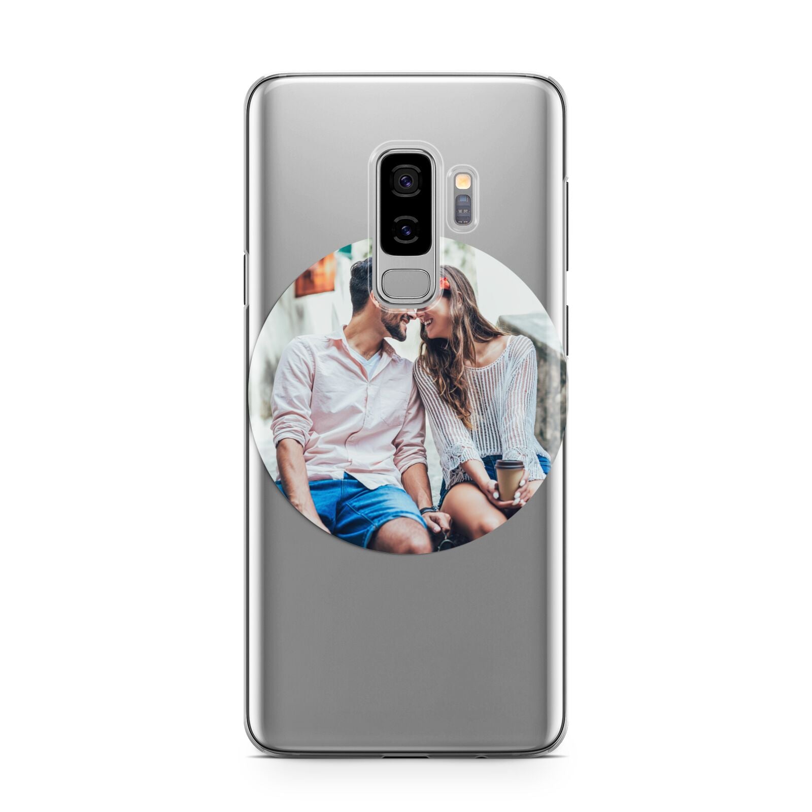 Circle Photo Upload Samsung Galaxy S9 Plus Case on Silver phone