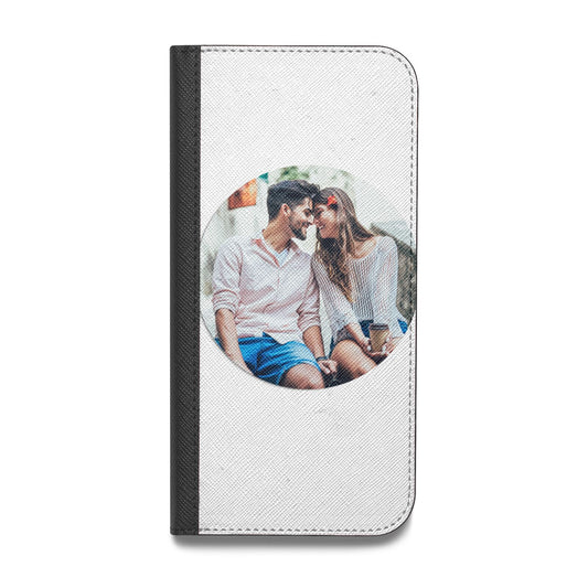 Circle Photo Upload Vegan Leather Flip iPhone Case