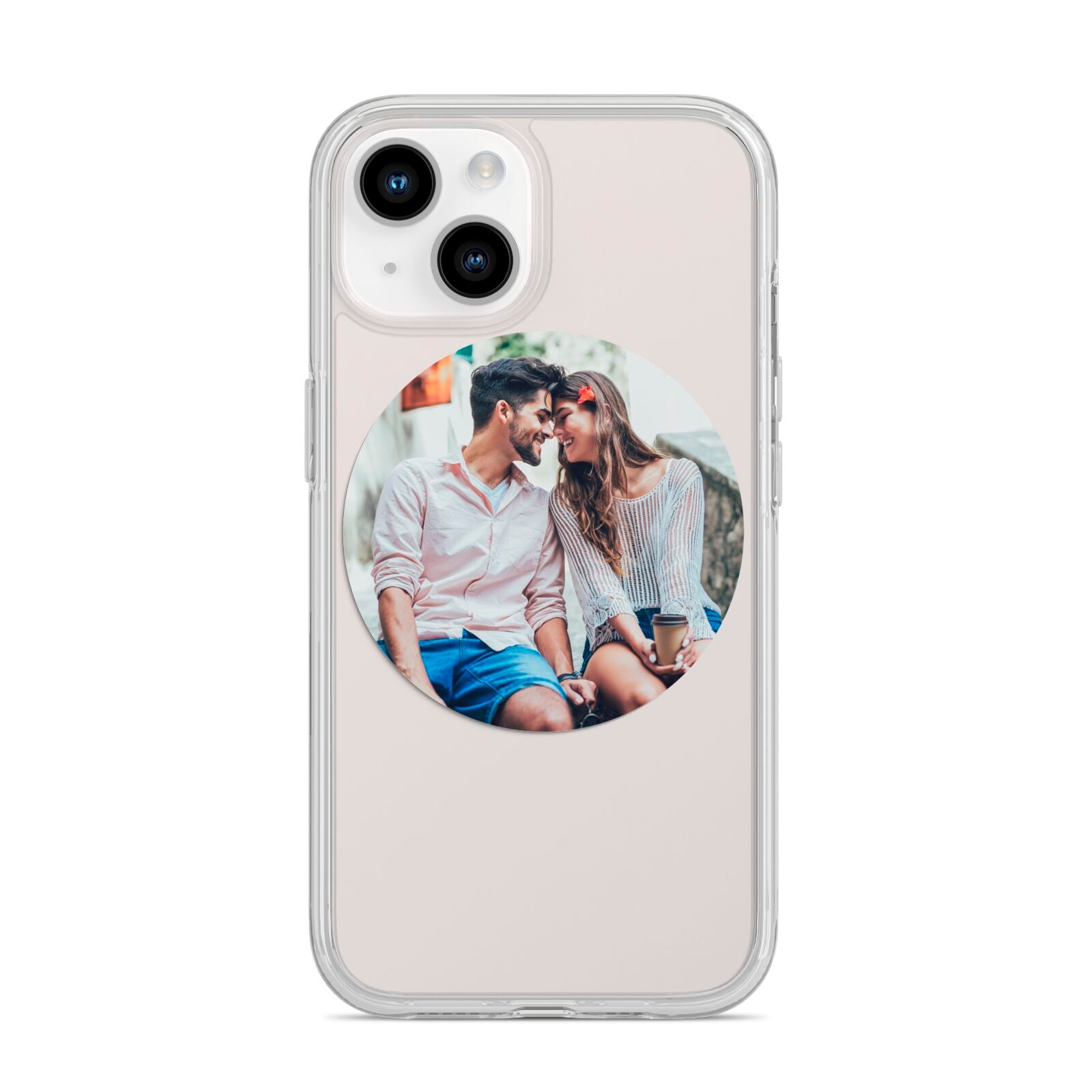 Circle Photo Upload iPhone 14 Clear Tough Case Starlight