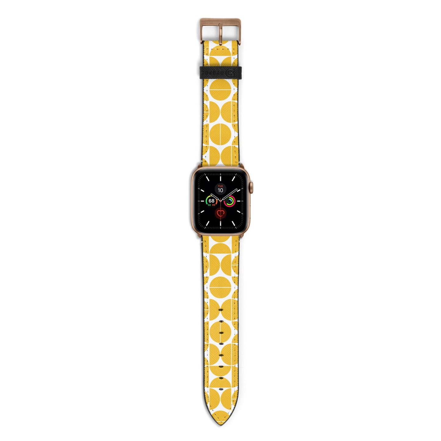 Circular Geometric Pattern Apple Watch Strap with Gold Hardware