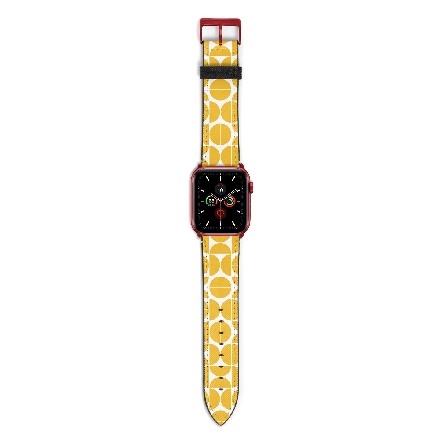 Circular Geometric Pattern Apple Watch Strap with Red Hardware