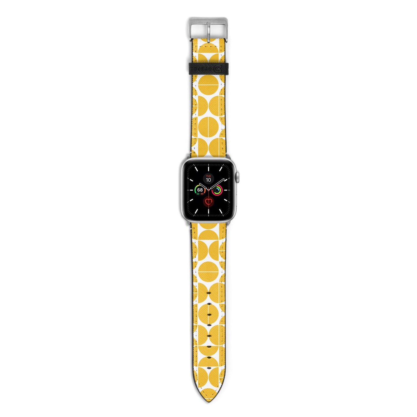 Circular Geometric Pattern Apple Watch Strap with Silver Hardware