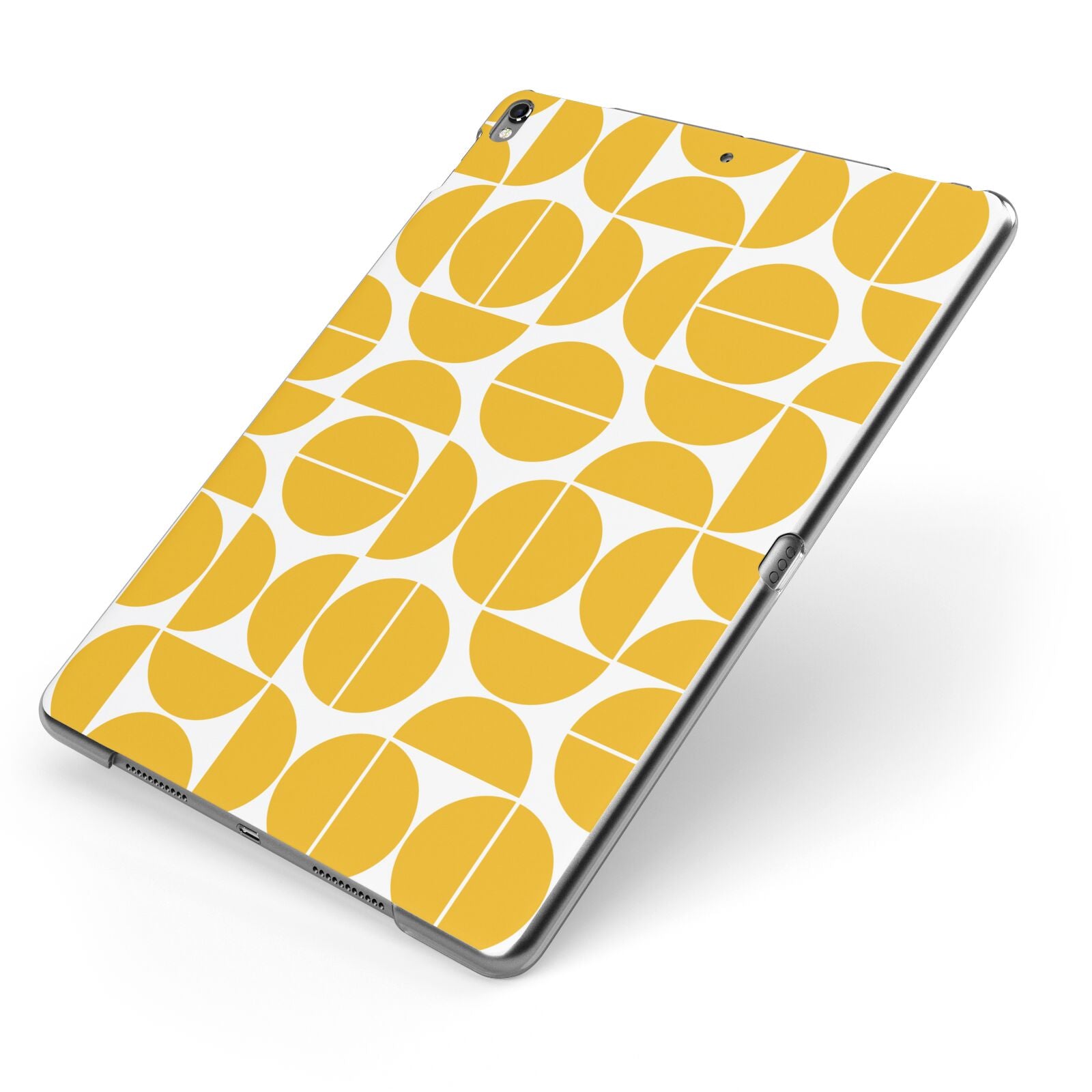 Circular Geometric Pattern Apple iPad Case on Grey iPad Side View