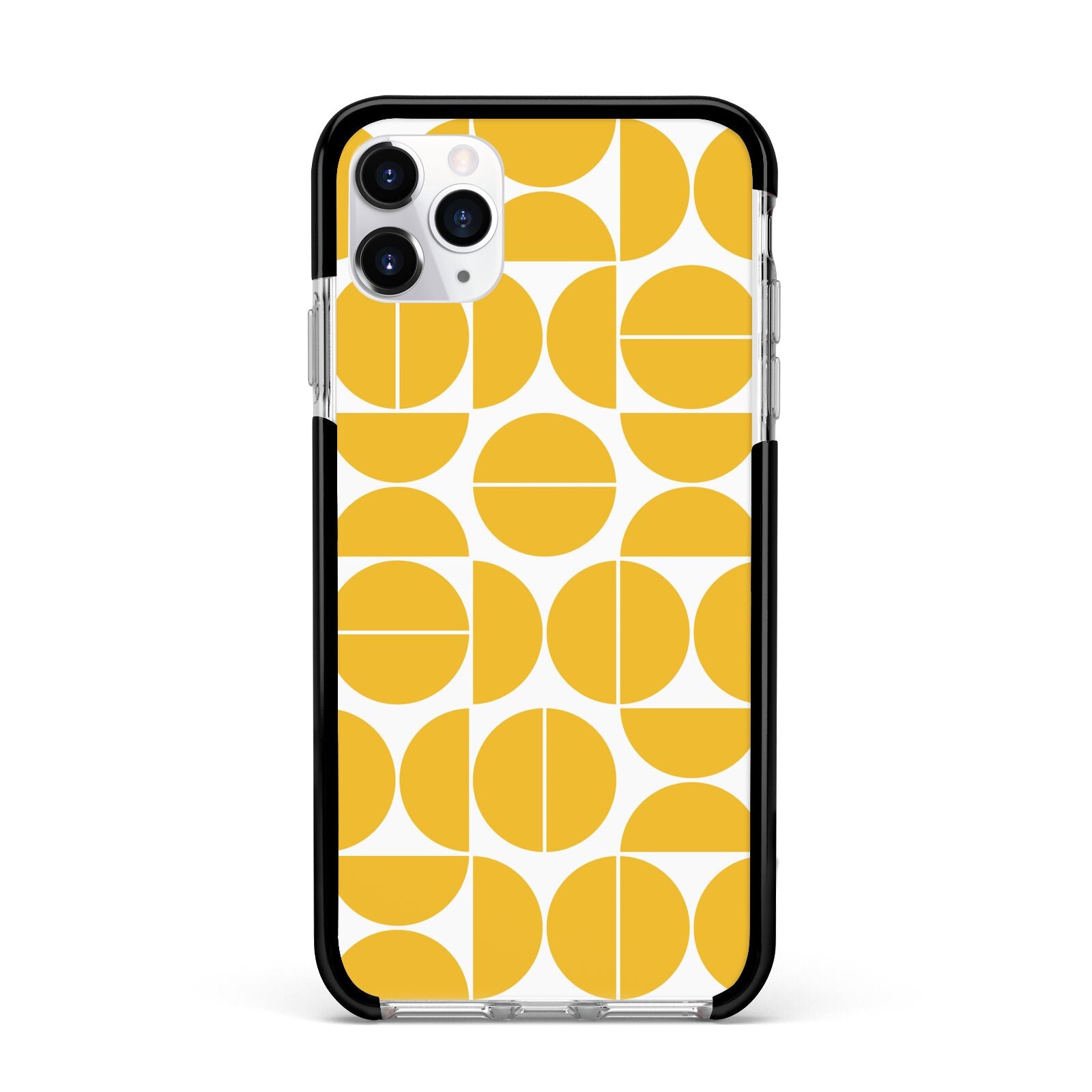 Circular Geometric Pattern Apple iPhone 11 Pro Max in Silver with Black Impact Case