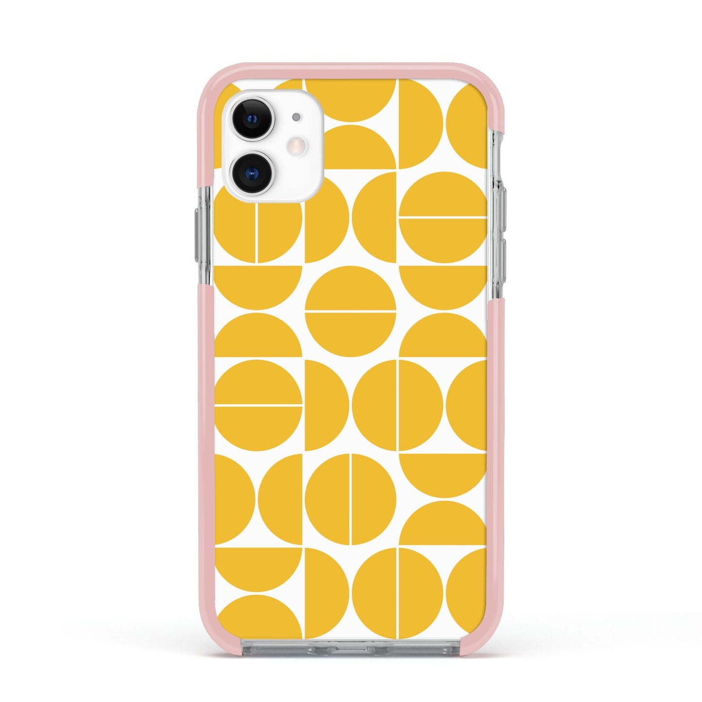 Circular Geometric Pattern Apple iPhone 11 in White with Pink Impact Case