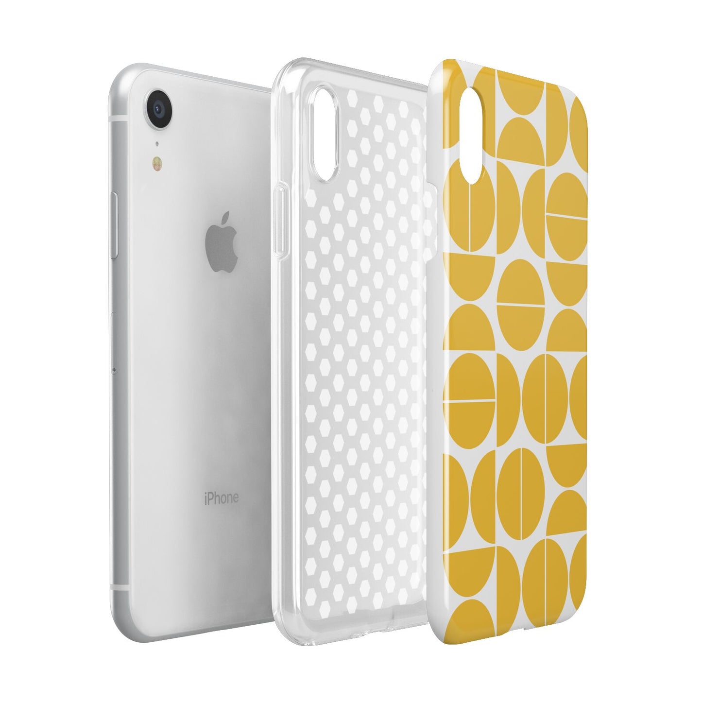 Circular Geometric Pattern Apple iPhone XR White 3D Tough Case Expanded view