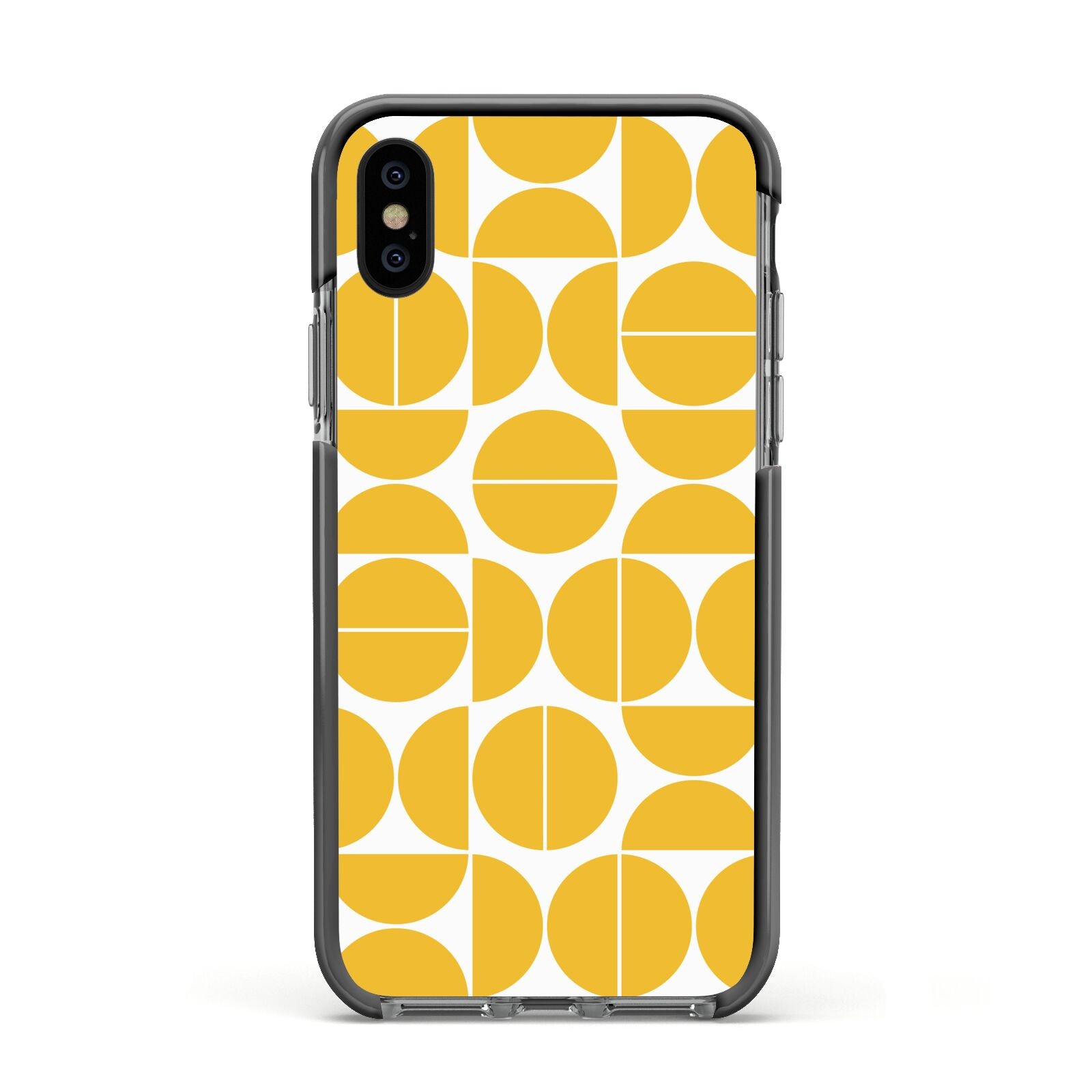 Circular Geometric Pattern Apple iPhone Xs Impact Case Black Edge on Black Phone