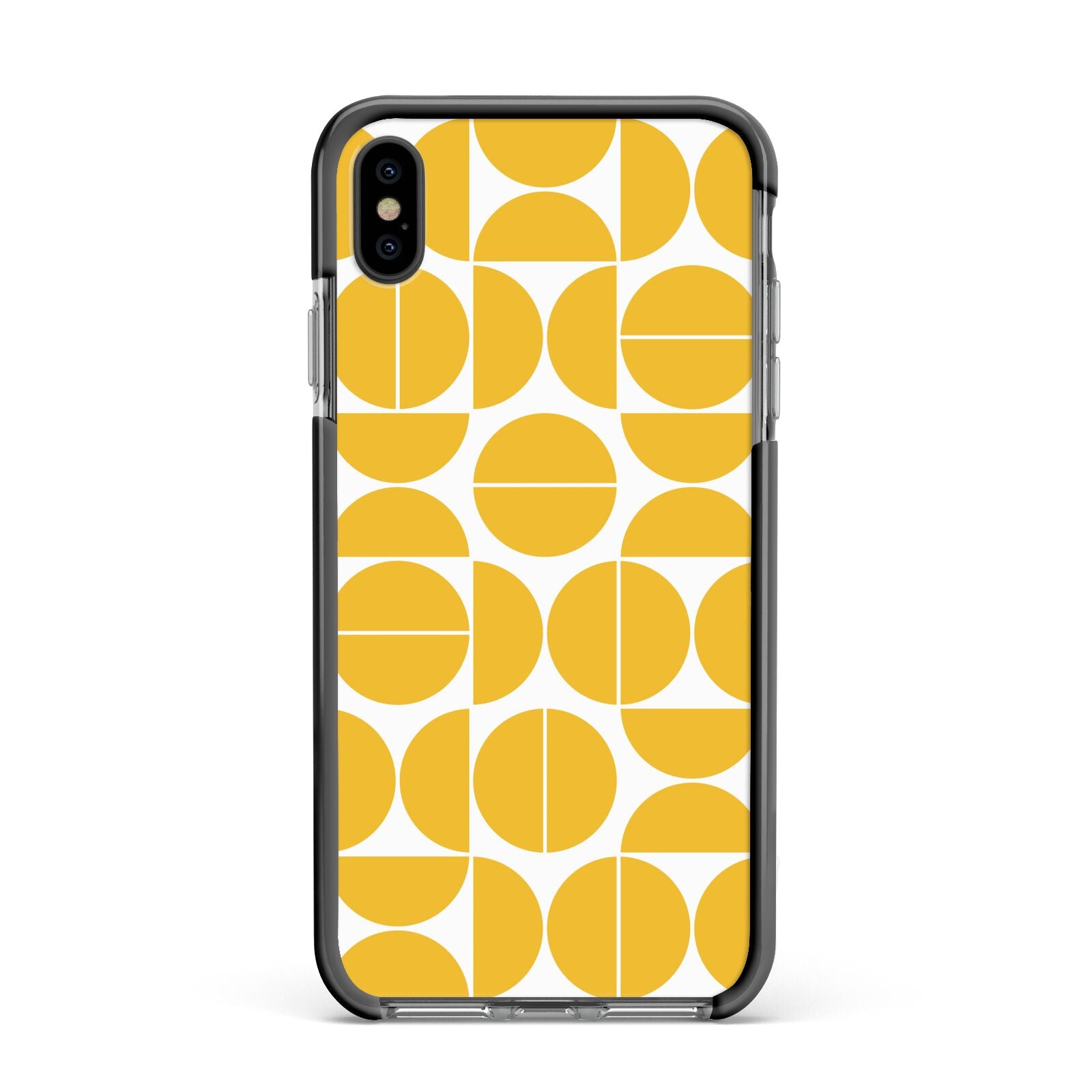 Circular Geometric Pattern Apple iPhone Xs Max Impact Case Black Edge on Black Phone