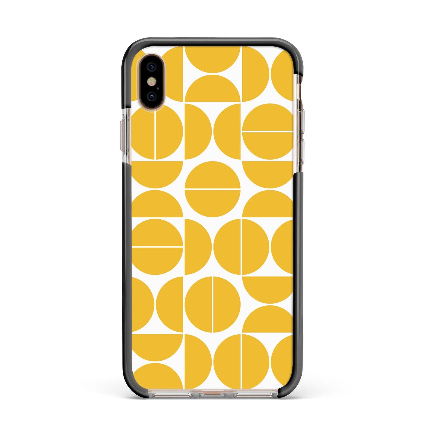 Circular Geometric Pattern Apple iPhone Xs Max Impact Case Black Edge on Gold Phone